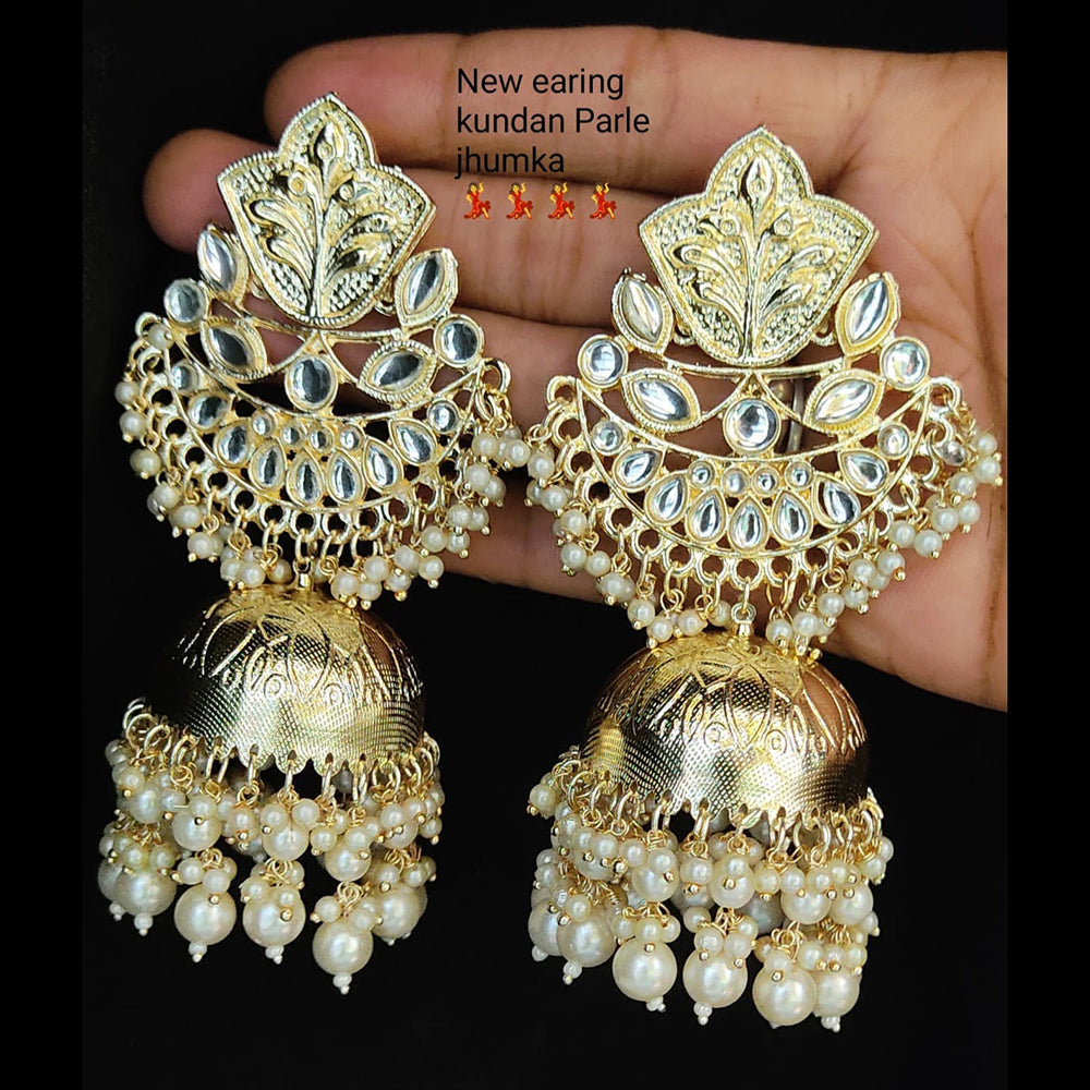 Gold Plated Kundan Stone Jhumki Earrings