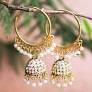 Silver plated jhumki Earrings white