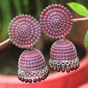 Beads Jhumk Earring Pink