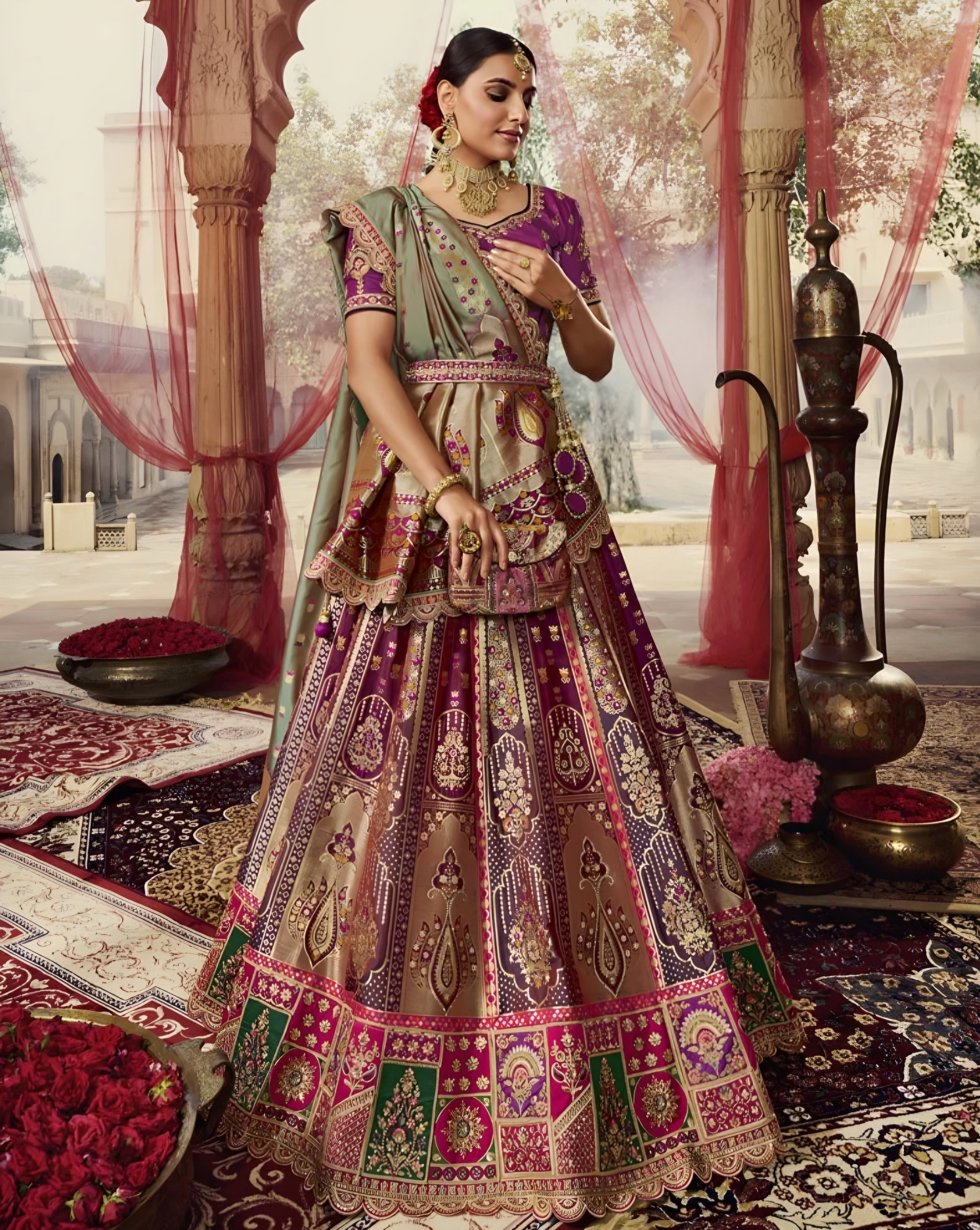 Banarasi Silk Wedding Lehenga Choli Purple