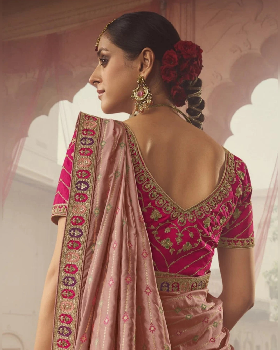 Banarasi Silk Wedding Lehenga Choli Pink