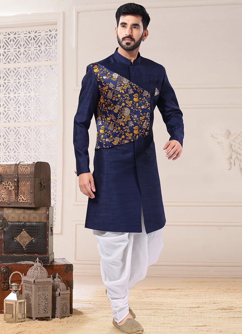 Blue and White  Colour Mens Indo Western - Sakhi Fashions