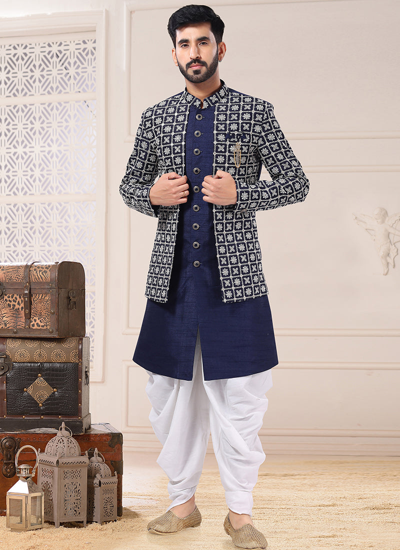 Blue Colour Mens Indo Western - Sakhi Fashions