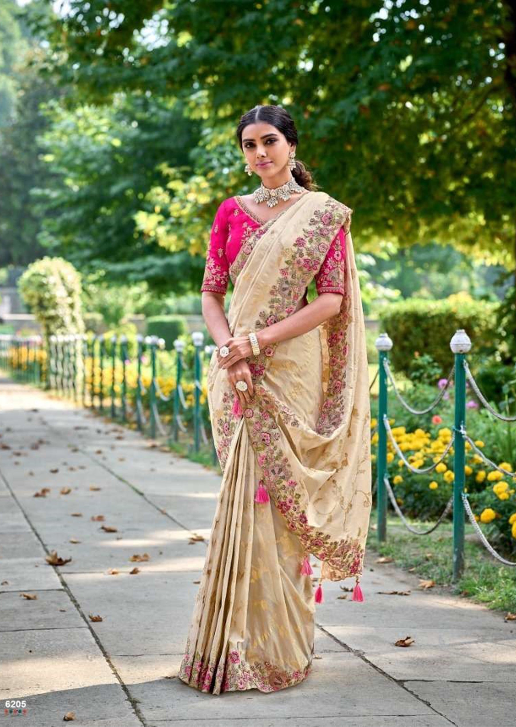 Embroidery With Touch Of Handwork Silk Saree