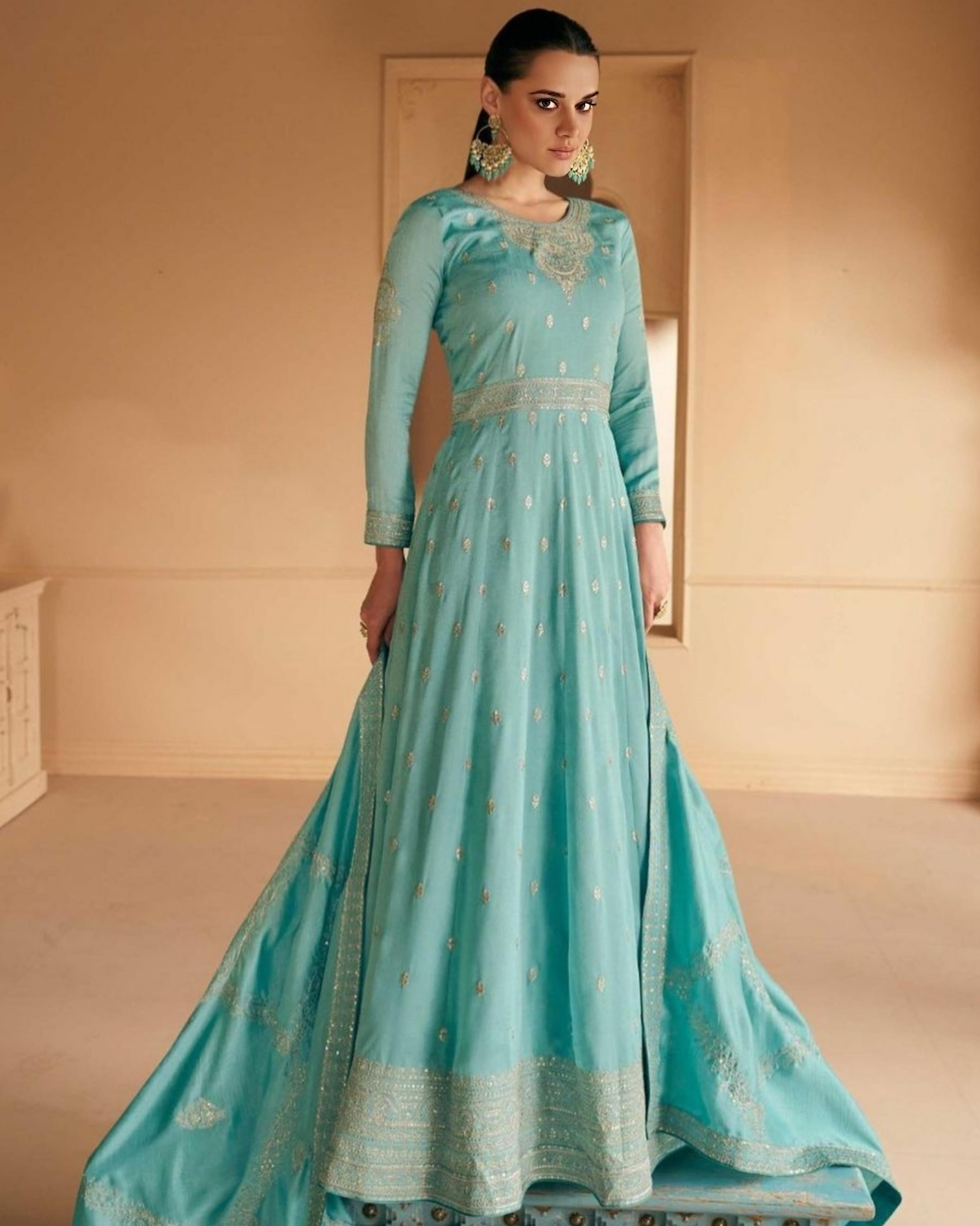 Premium Silk Anarkali suits with Zari Embroidery