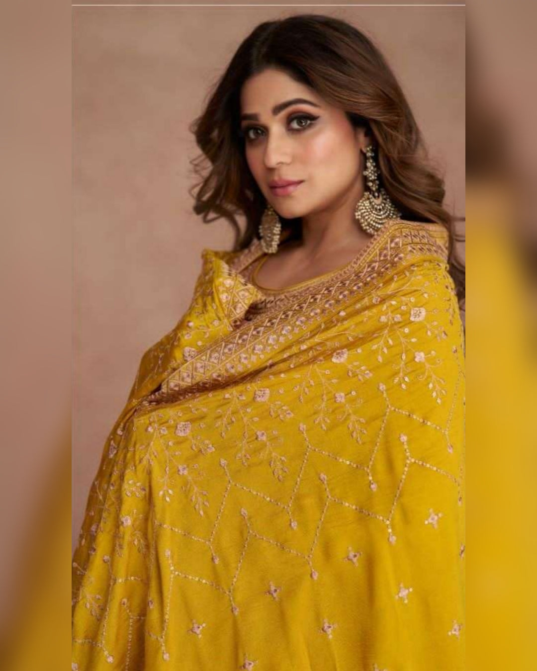 Embroidered Premium Silk Anarkali Gown Yellow