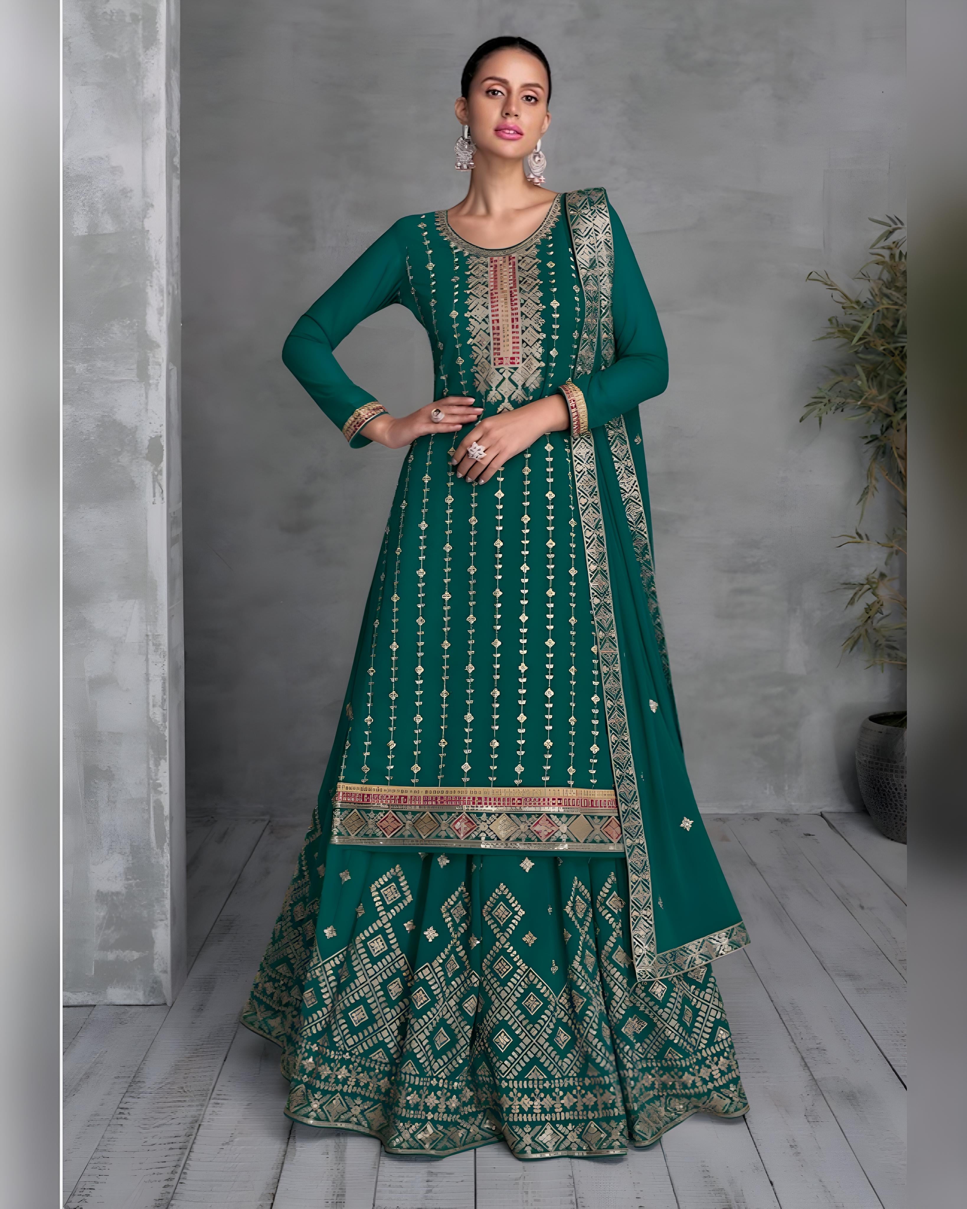 Georgette Embroidery Salwar Suit with Skirt
