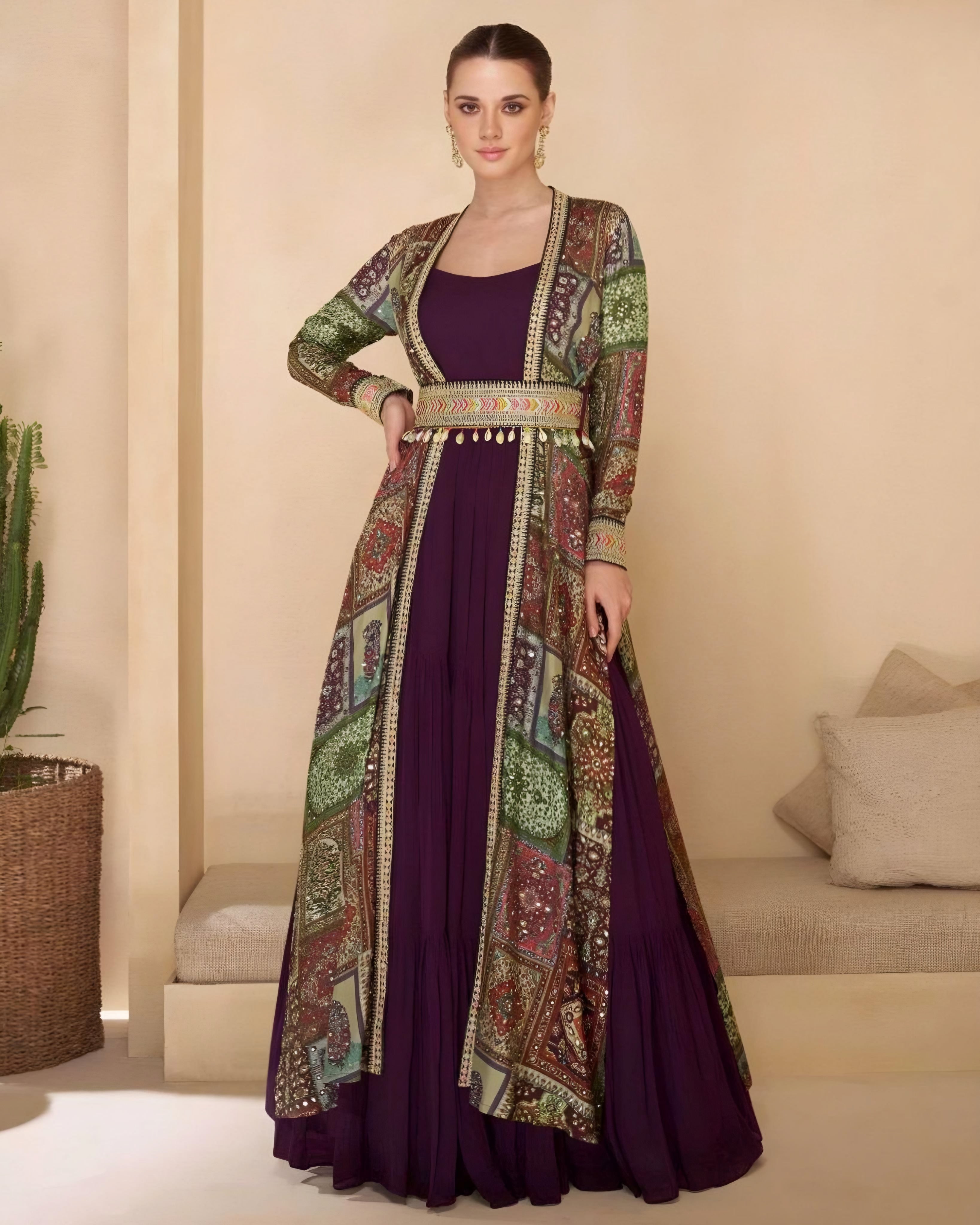 Indowestern Partywear Gown with Shrug