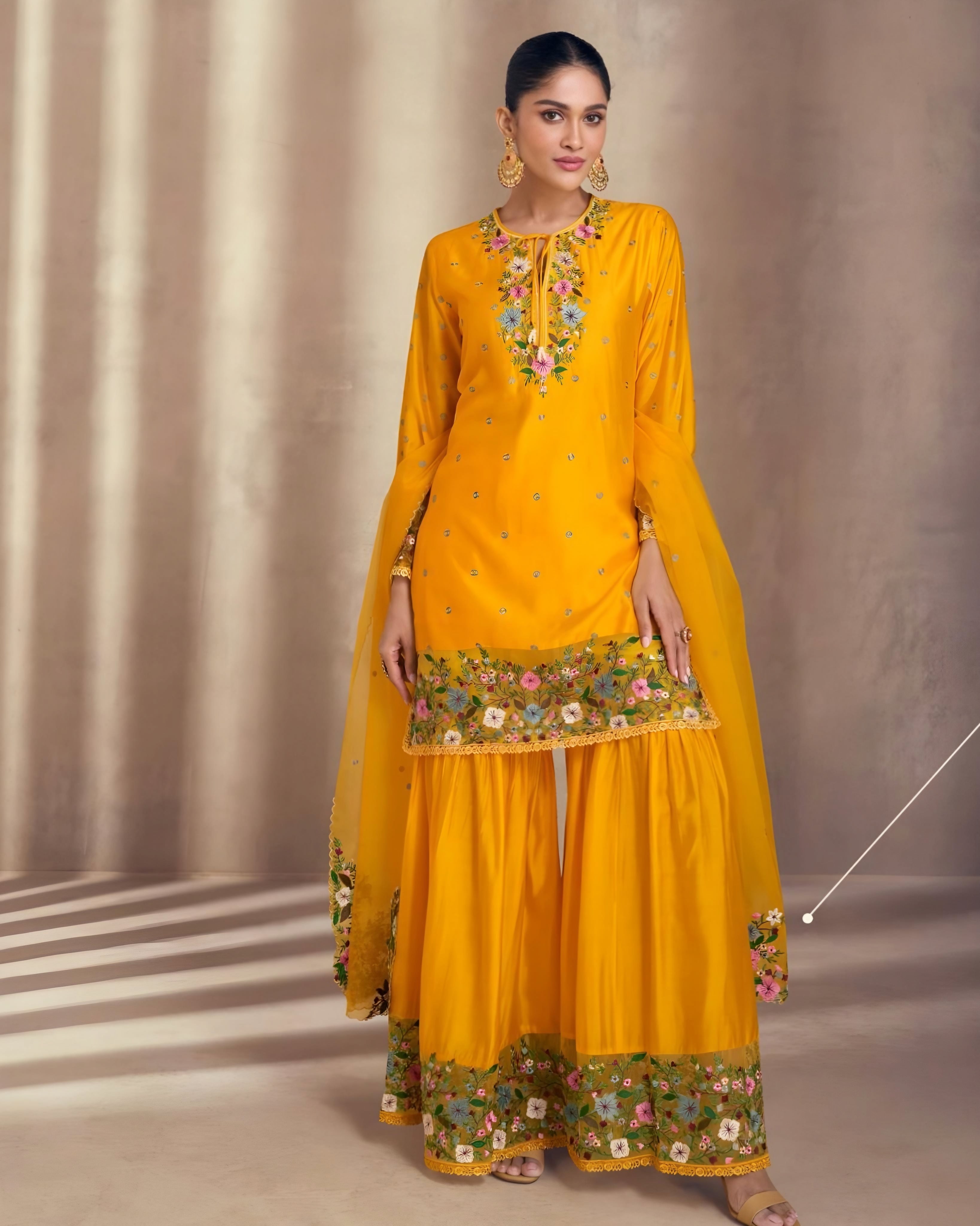 Premium Silk Embroidered Palazzo Suits Maroon