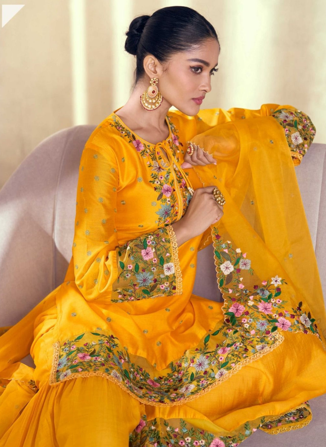 Premium Silk Embroidered Palazzo Suits Maroon