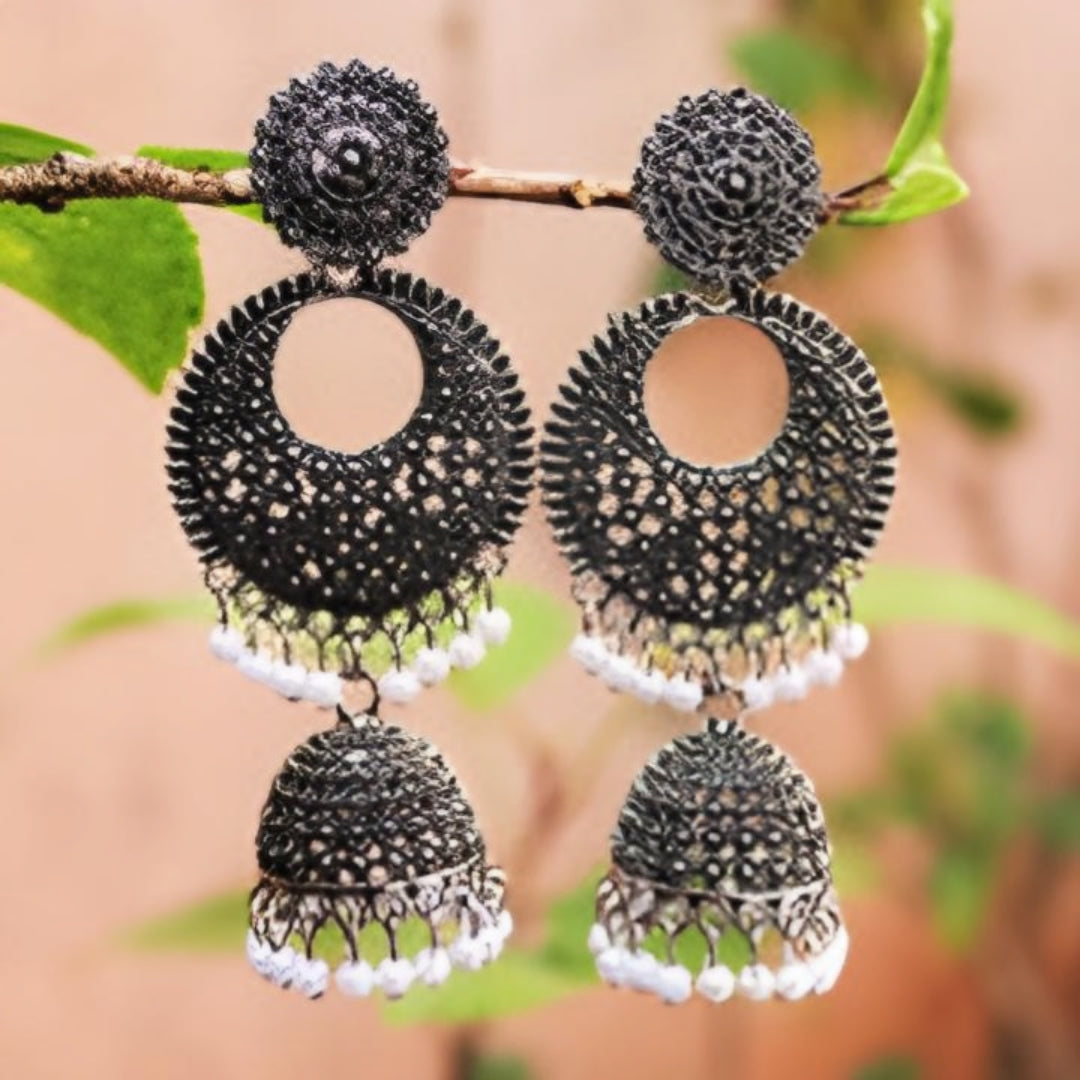 Oxidised plated Jhumka Earrings