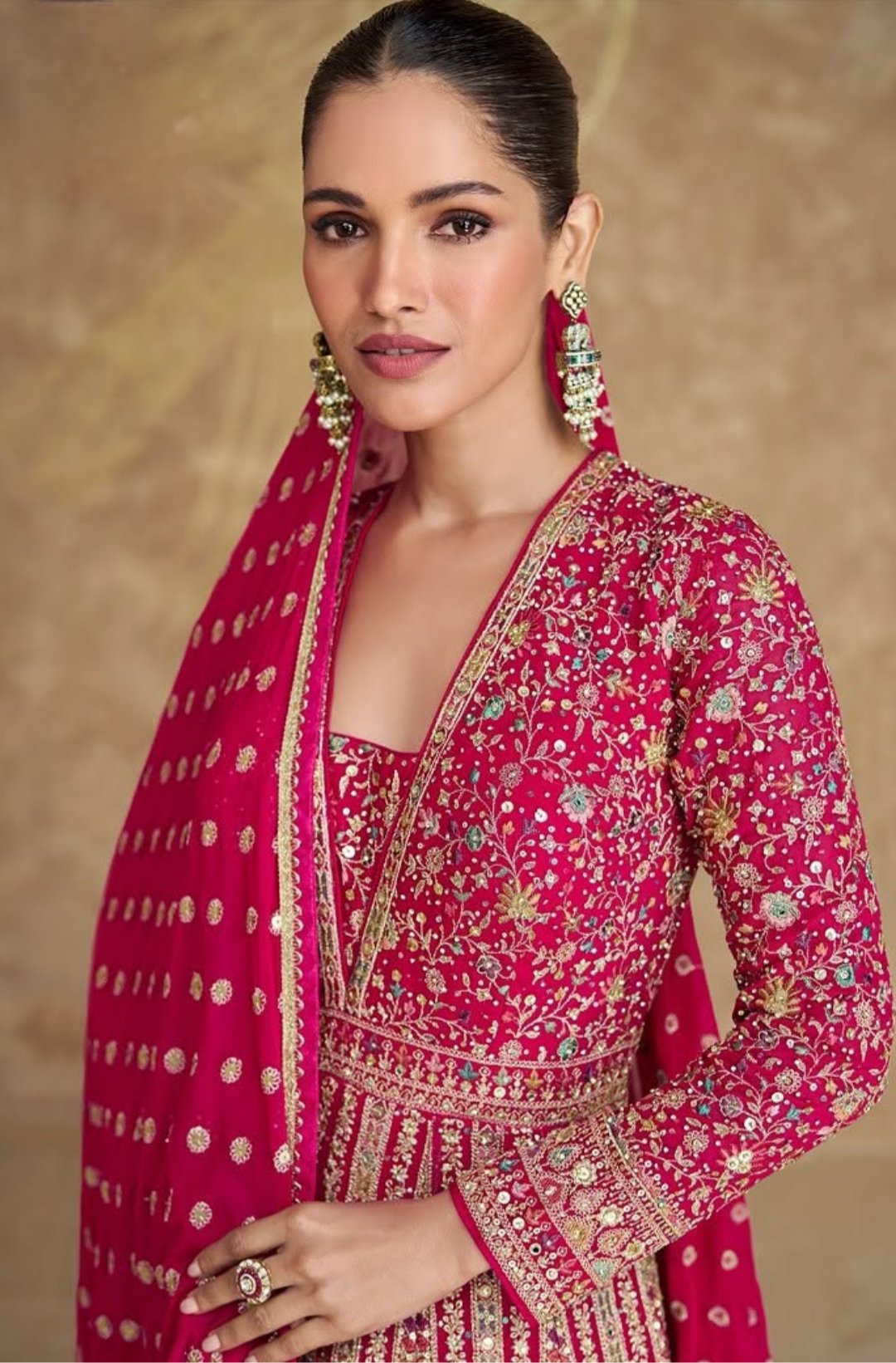 Heavy Embroidered Anarkali Gown Burgundy