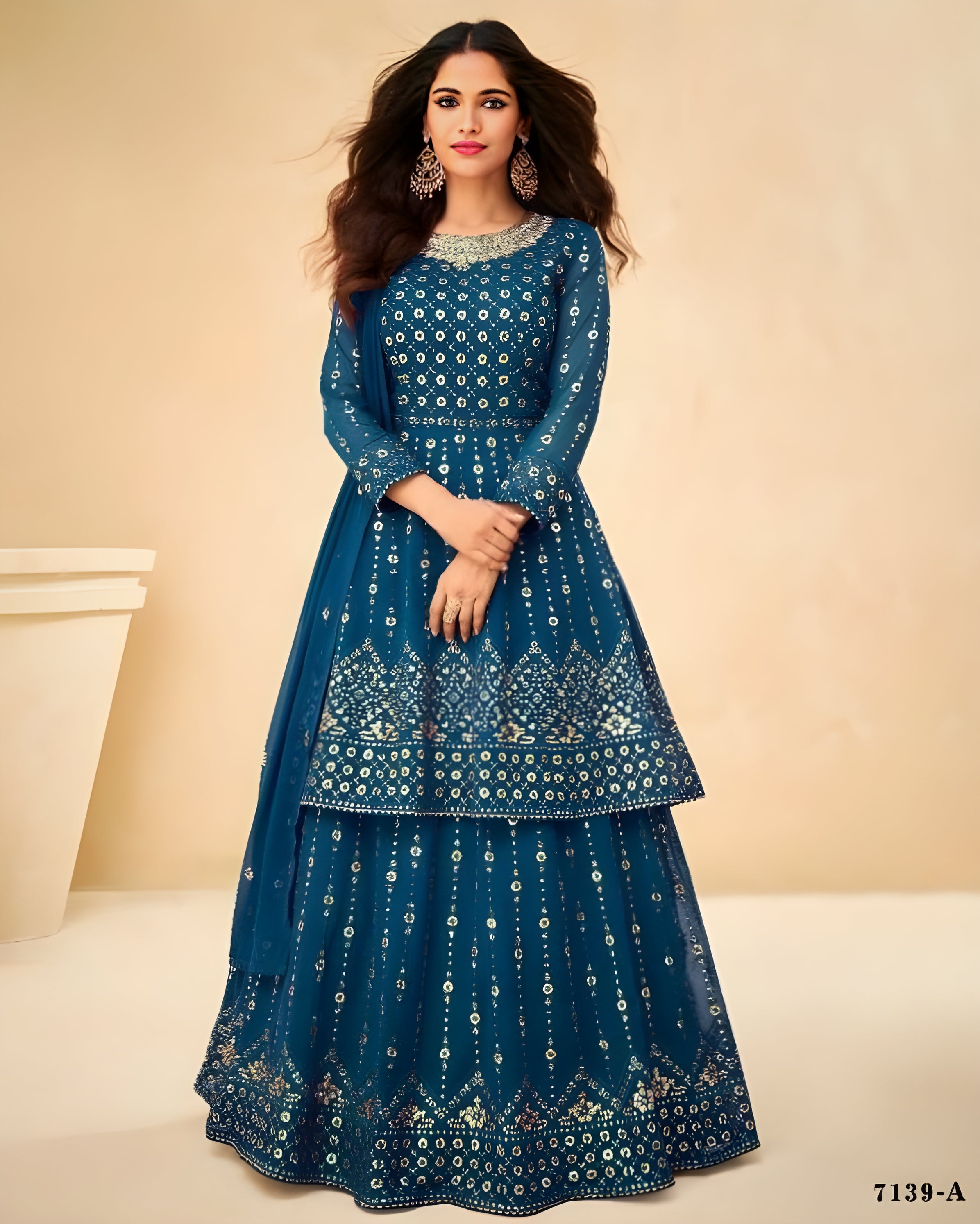 Embroidered Georgette Suits Teal - Sakhi Fashions