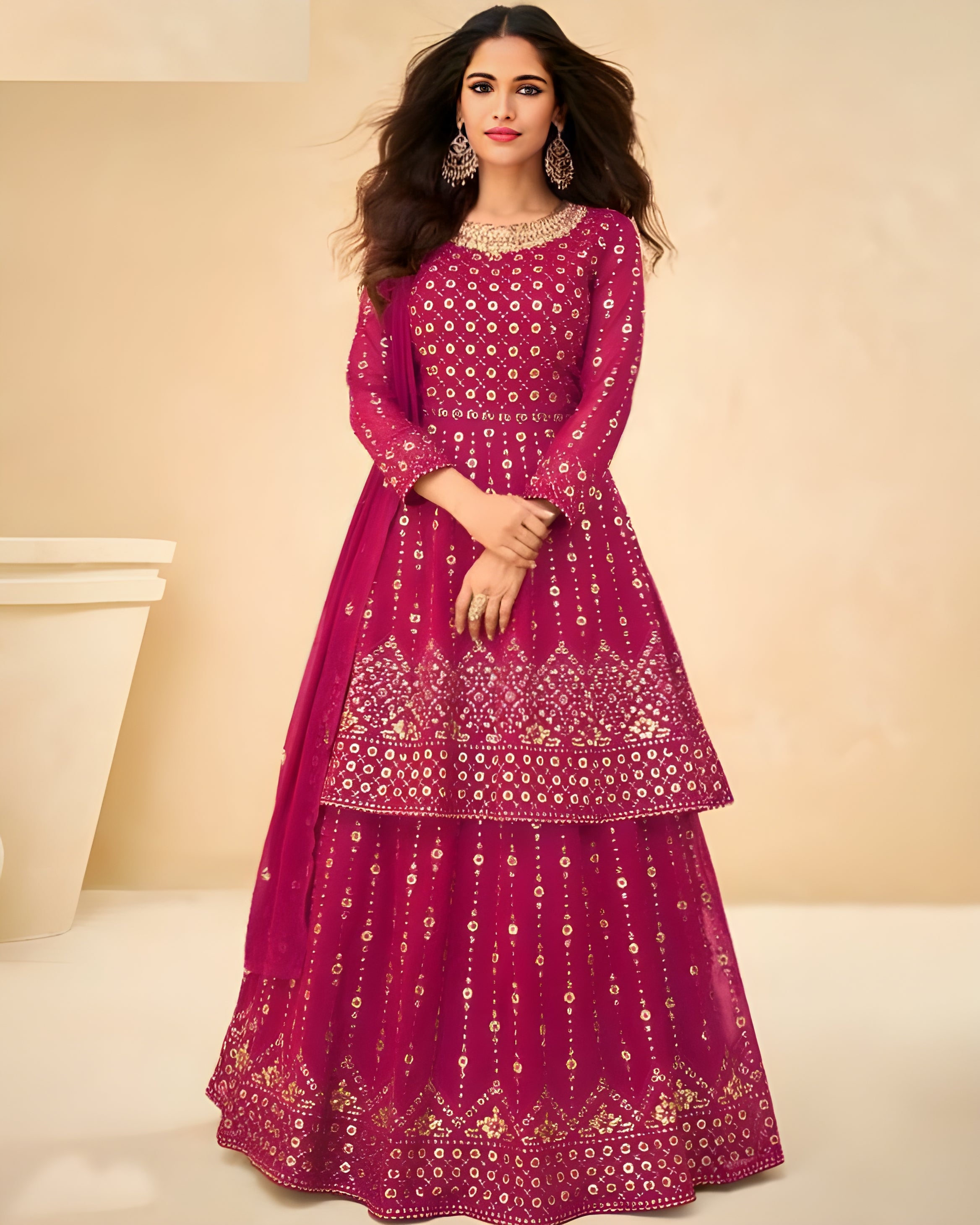 Embroidered Georgette Suits Pink - Sakhi Fashions