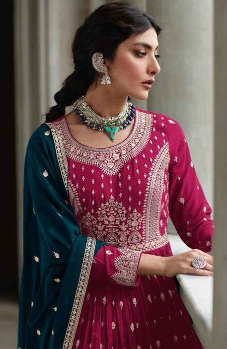 Embroidered Wedding Wear Salwar Suits Pink - Sakhi Fashions