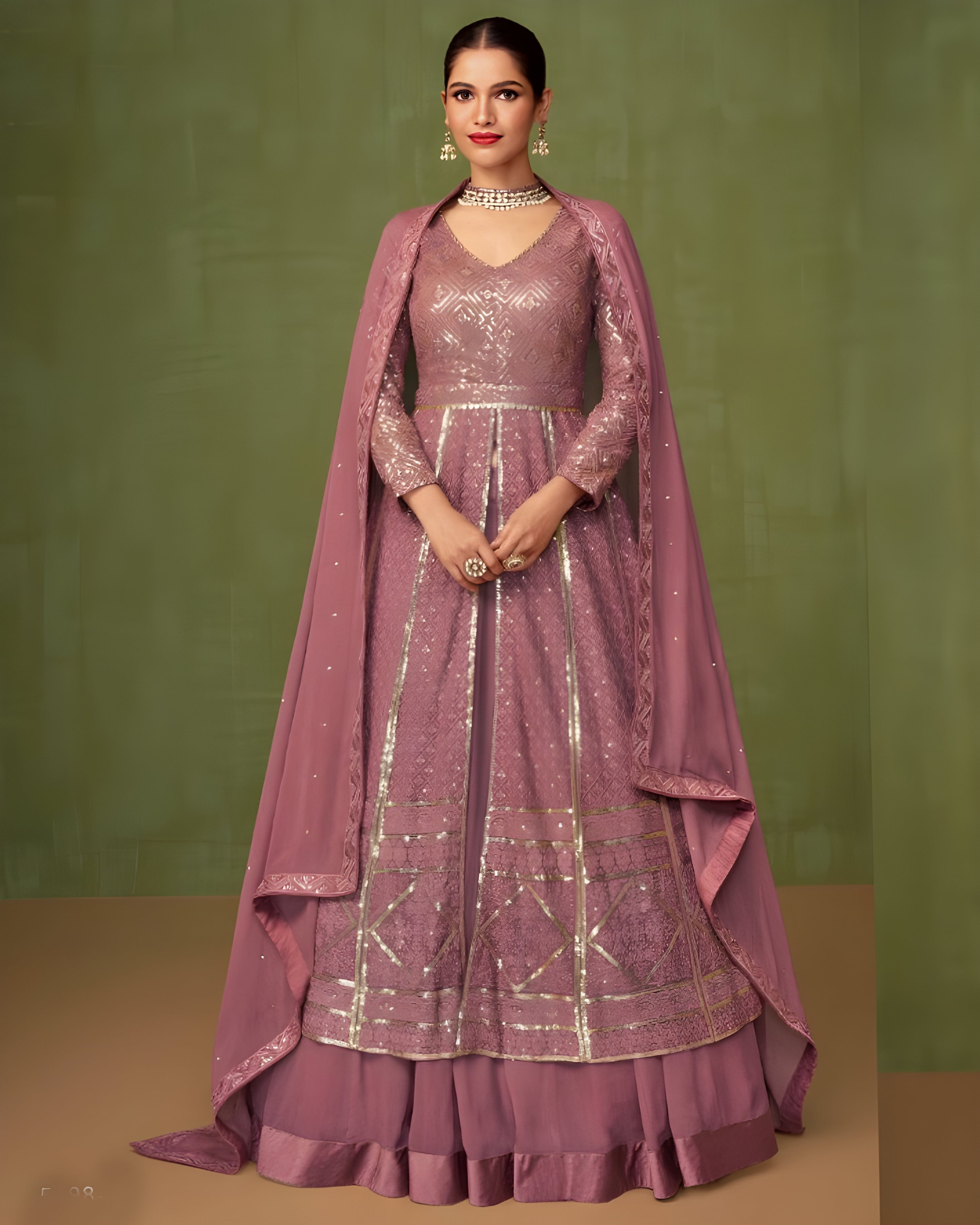 Embroidered Georgette Palazzo Suits - Sakhi Fashions