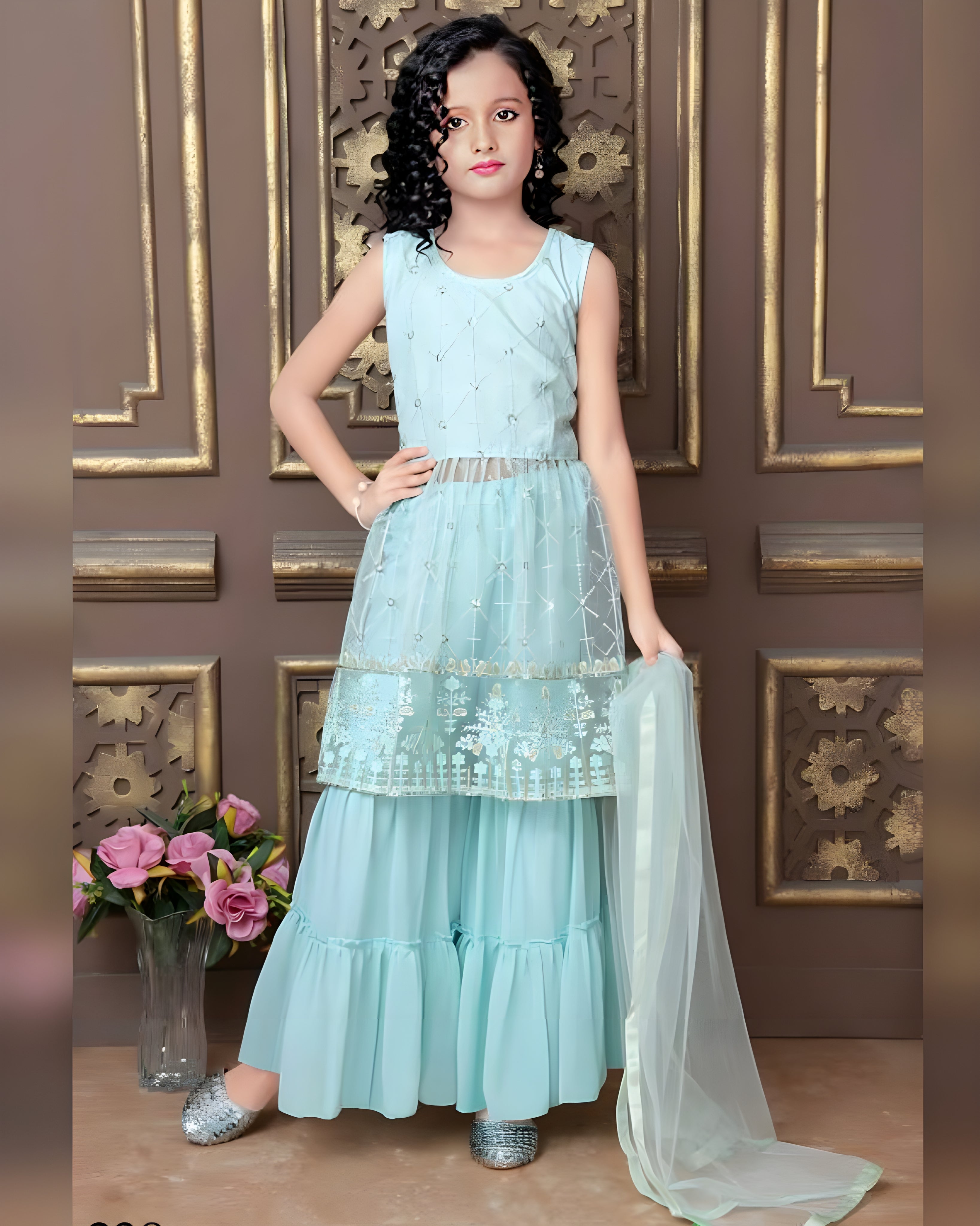 Partwear Softnet Girls Sharara suit - Sakhi Fashions