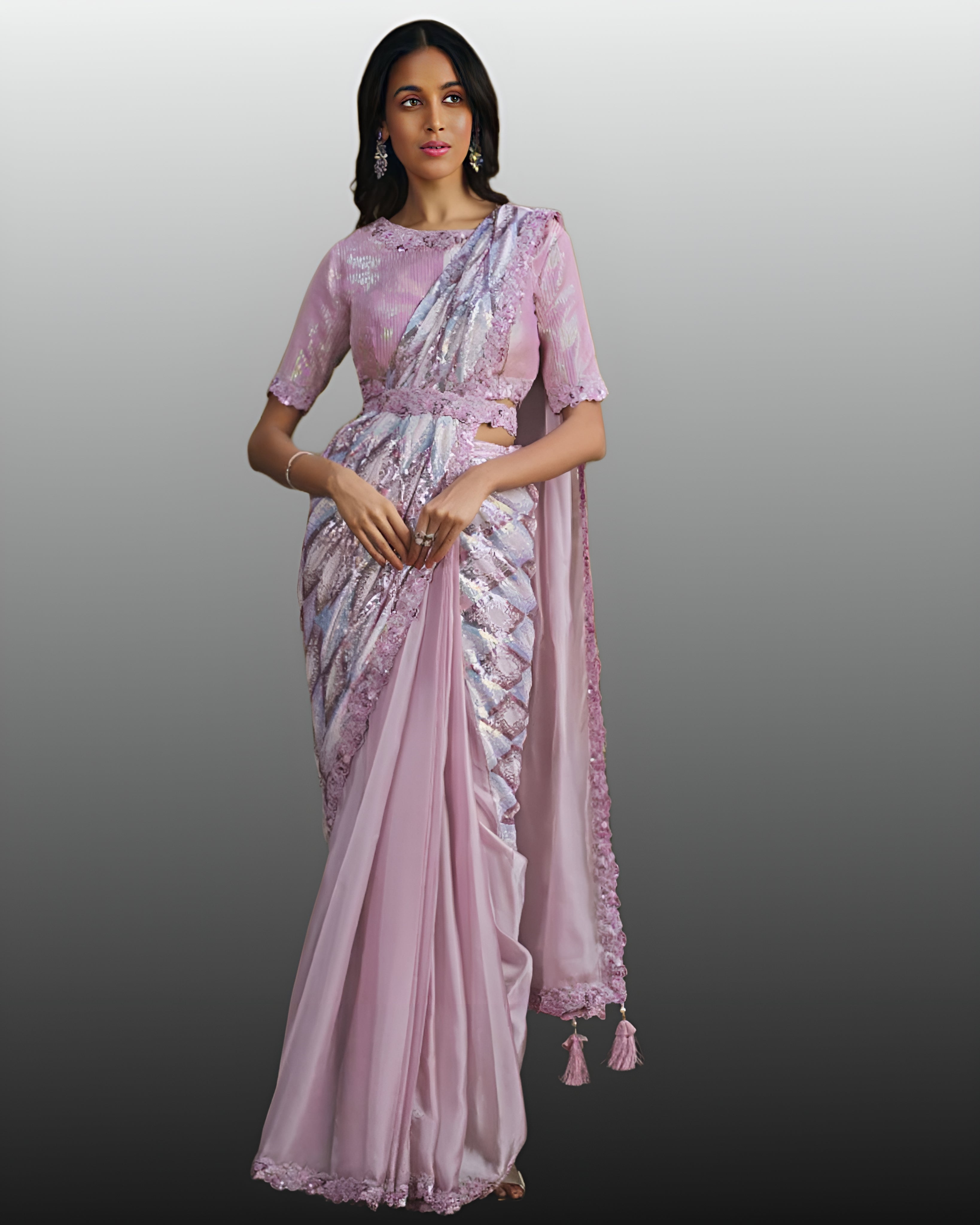 Crepe Satin Ready To Wear Saree - Sakhi Fashions