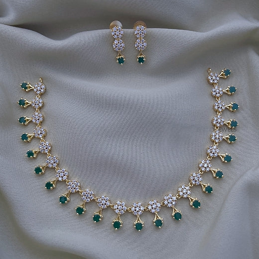 Green and White Stone Necklace - Sakhi Fashions