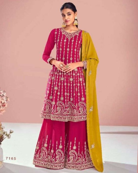 Georgette Embroidered Palazzo Suits - Sakhi Fashions