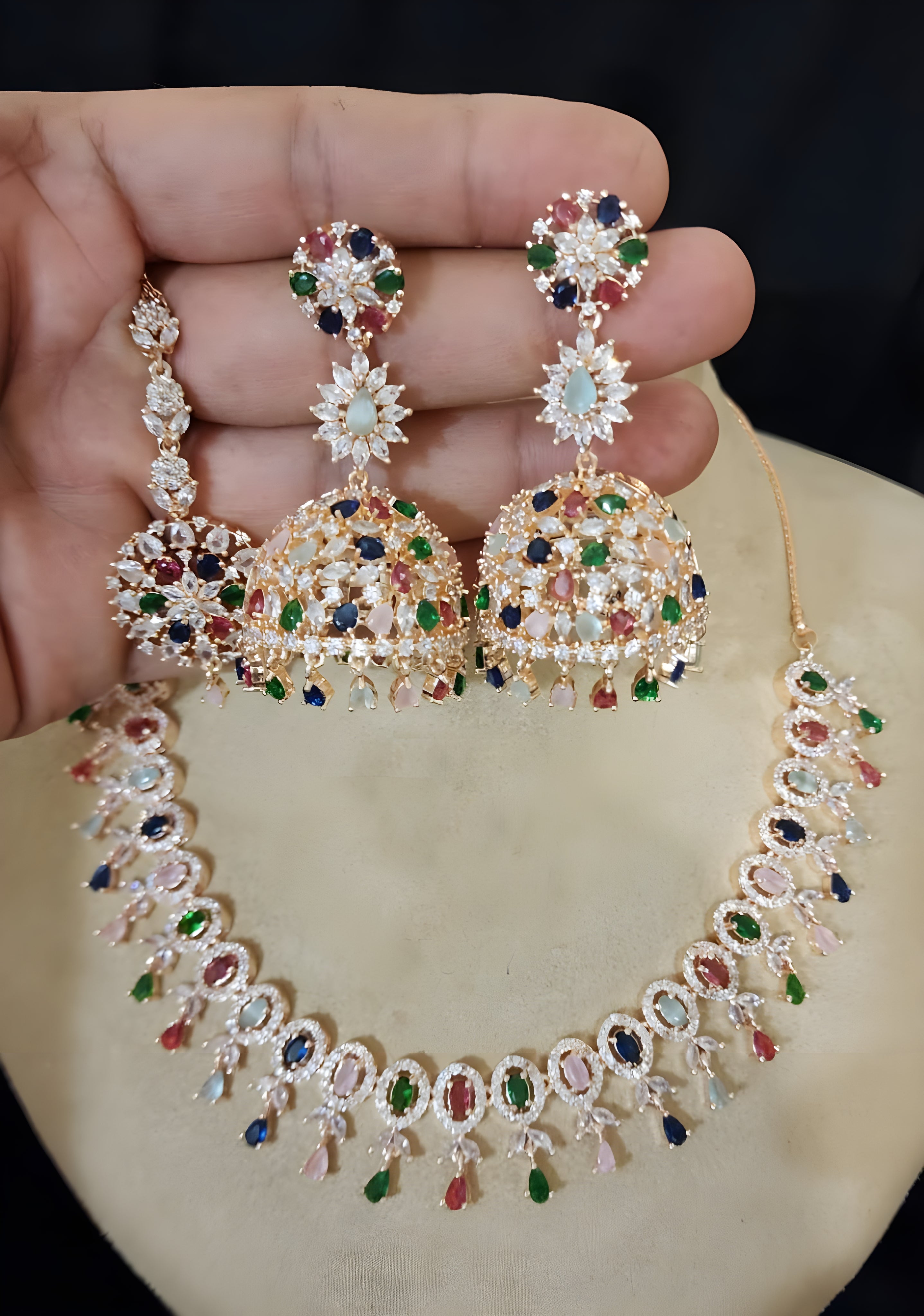 Multi Colour Stone Necklace Set - Sakhi Fashions