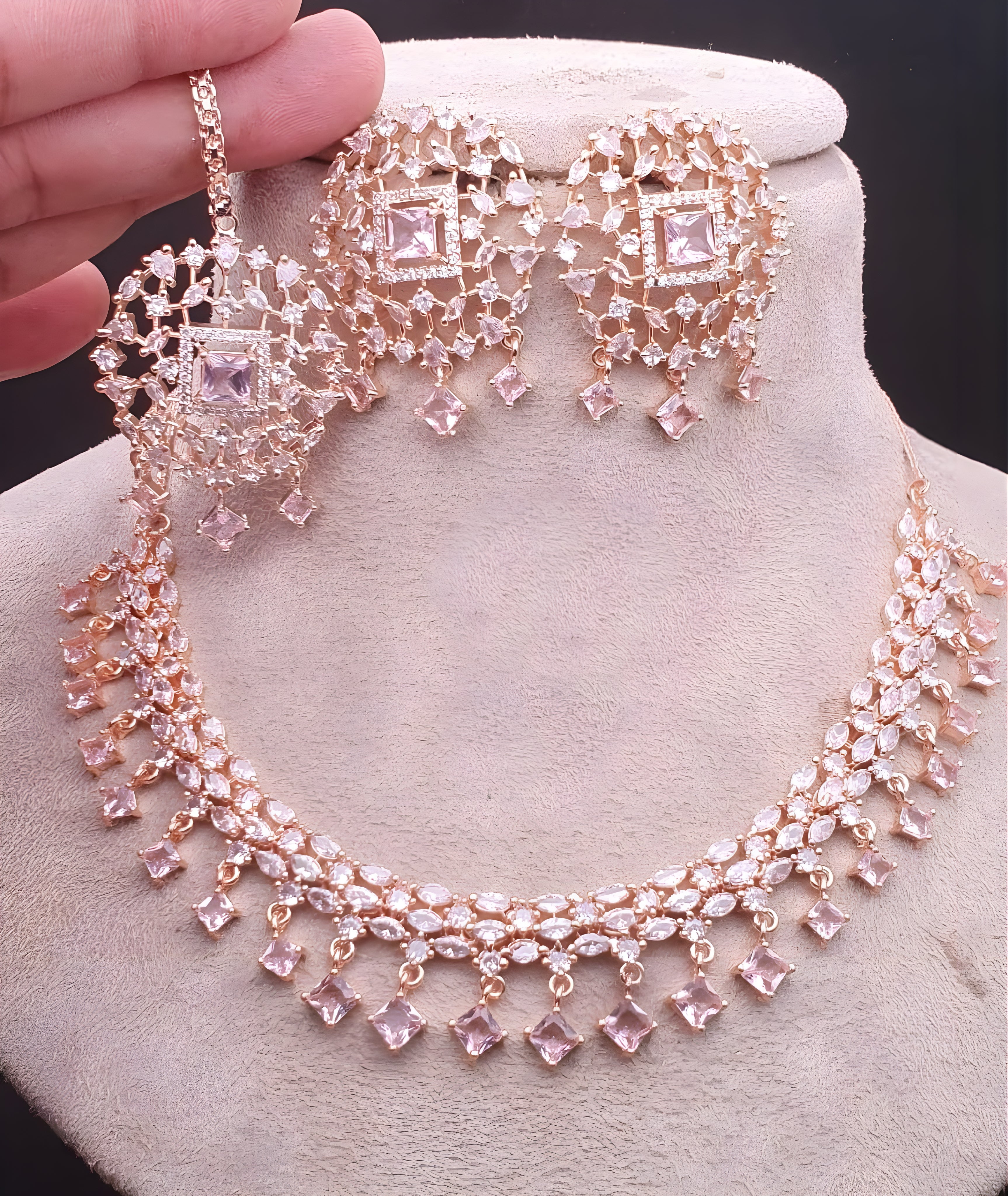 Rose Light Pink Neclace Set - Sakhi Fashions