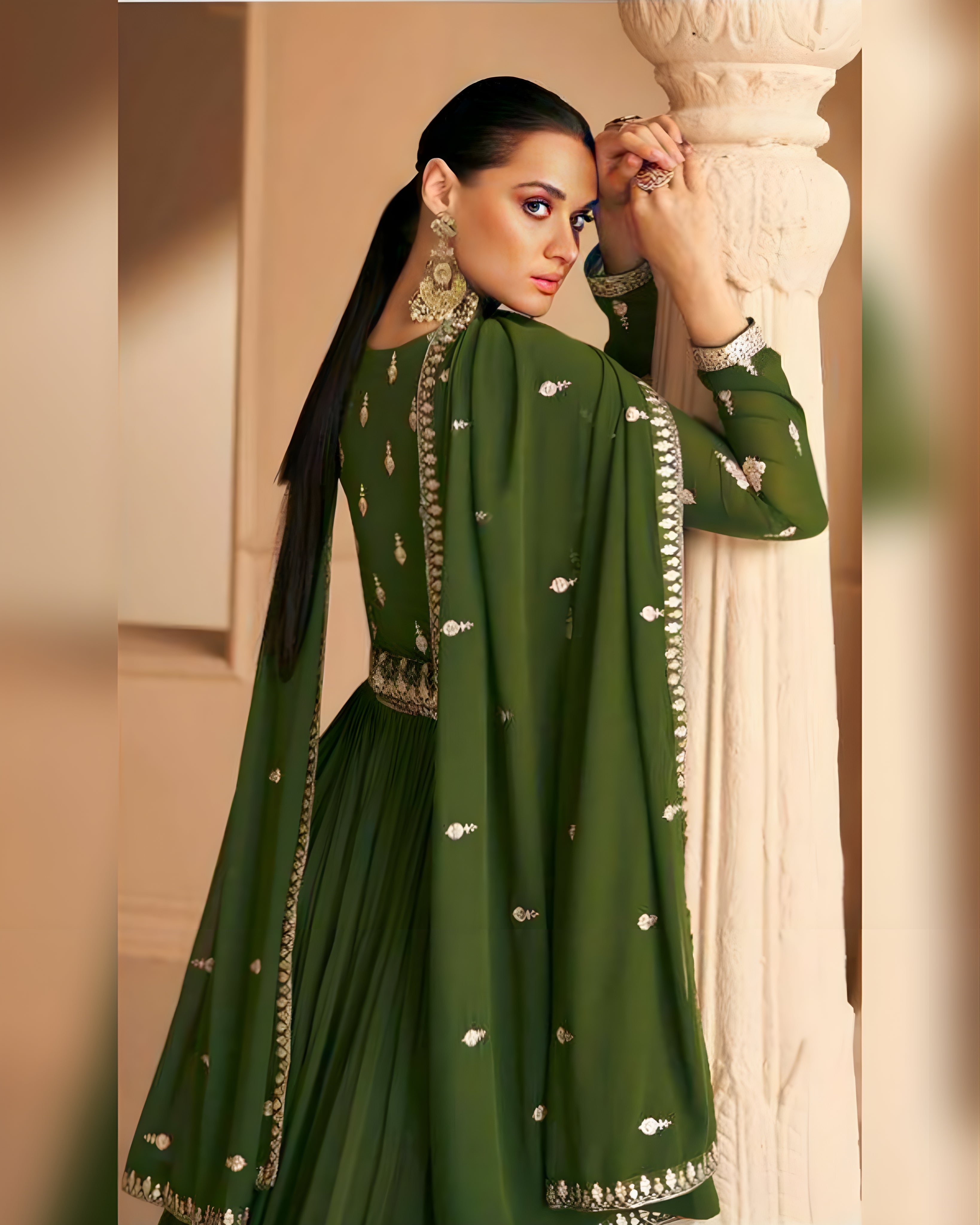 Anarkali Gown Green - Sakhi Fashions