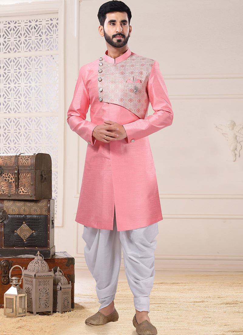 Pink  Colour Mens Indo Western - Sakhi Fashions