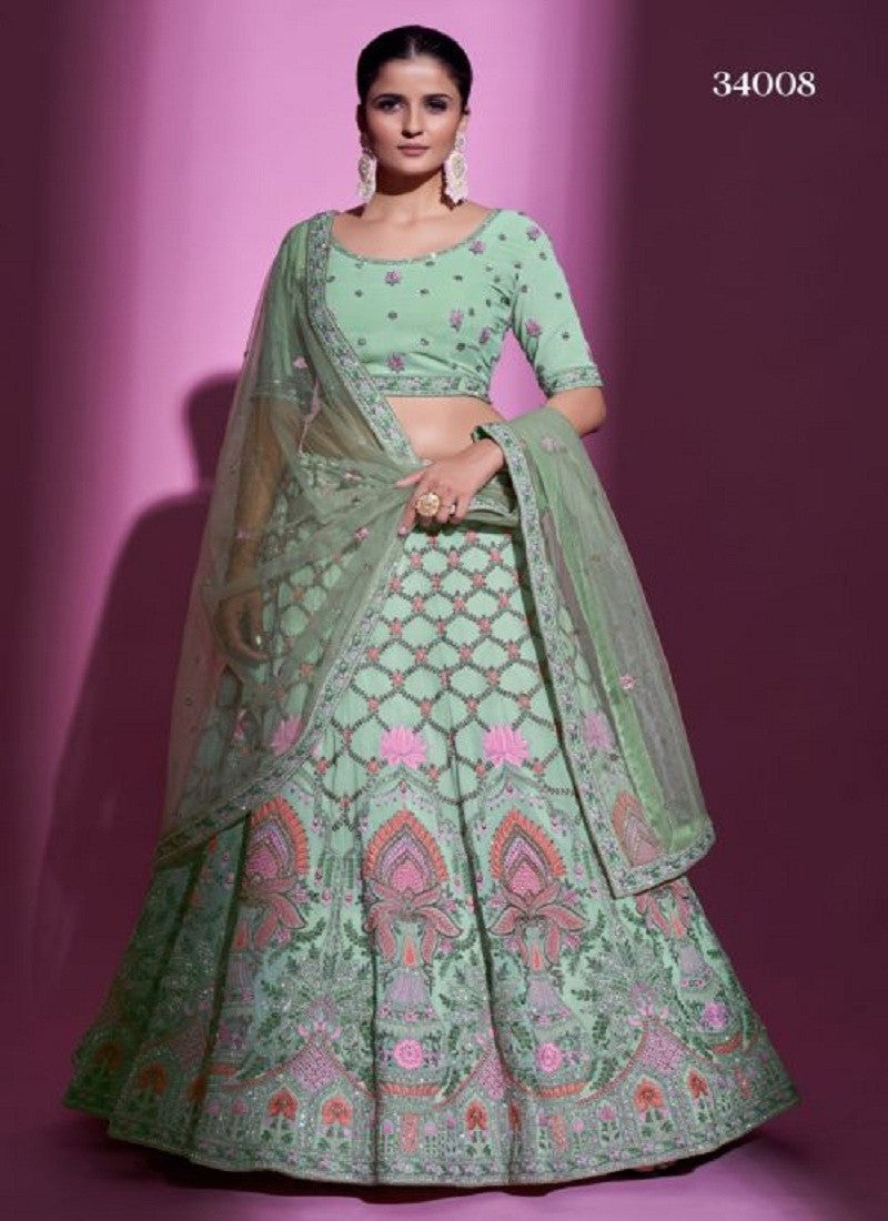 Heavy Embroidered Gota Silk  Wedding Wear Lehengas - Sakhi Fashions