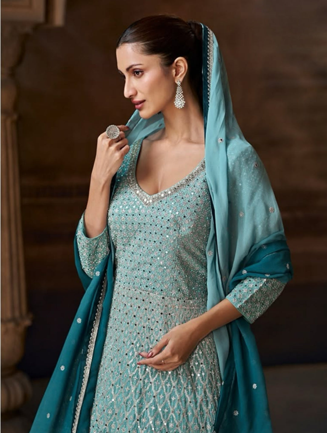 Premium Silk Heavy Embroidered Anarkali Suits Blue