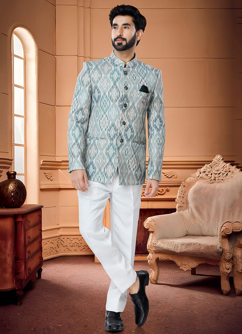 Base Green Cotton Jodhpuri Suits - Sakhi Fashions