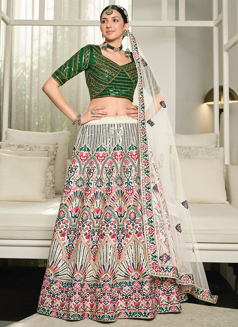 Silk Embroidered Wedding Lehenga Choli - Sakhi Fashions