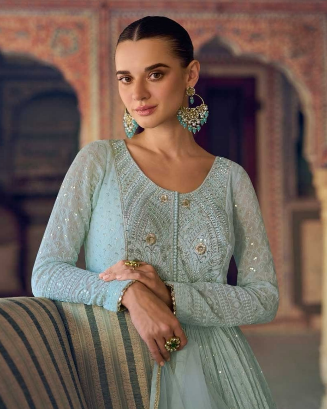 Premium Real Georgette Chikankari Anarkali Gown