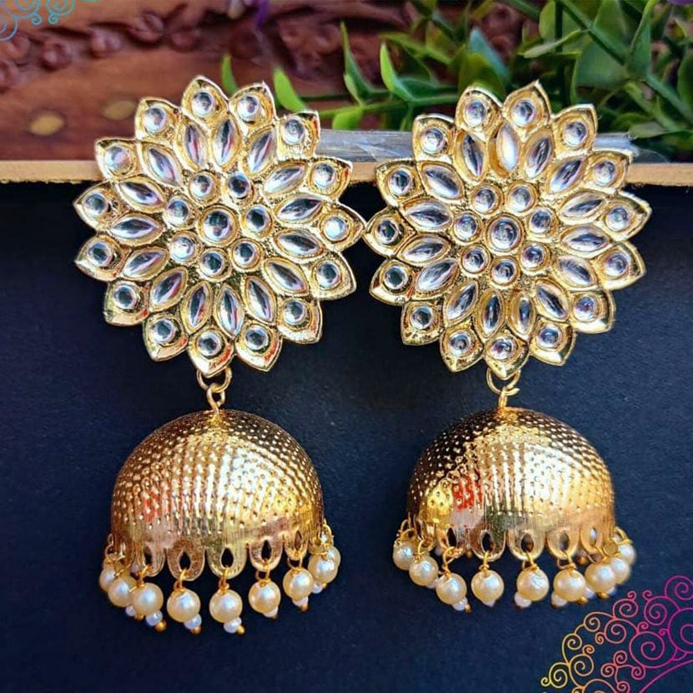 Gold Plated Kundan Jhumki Earrings