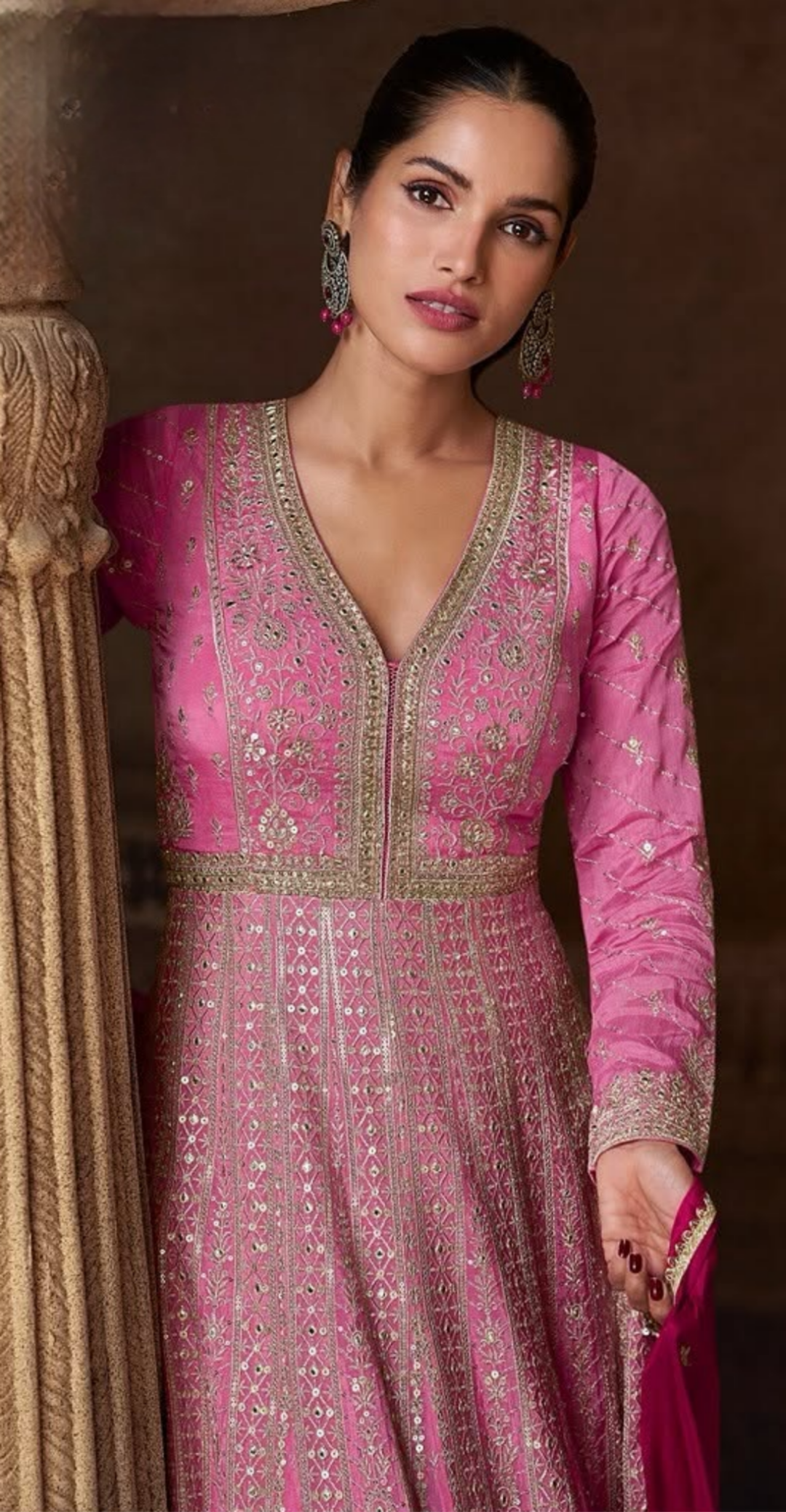 Elegant Pink Premium Silk Heavy Embroidered Anarkali Suits 