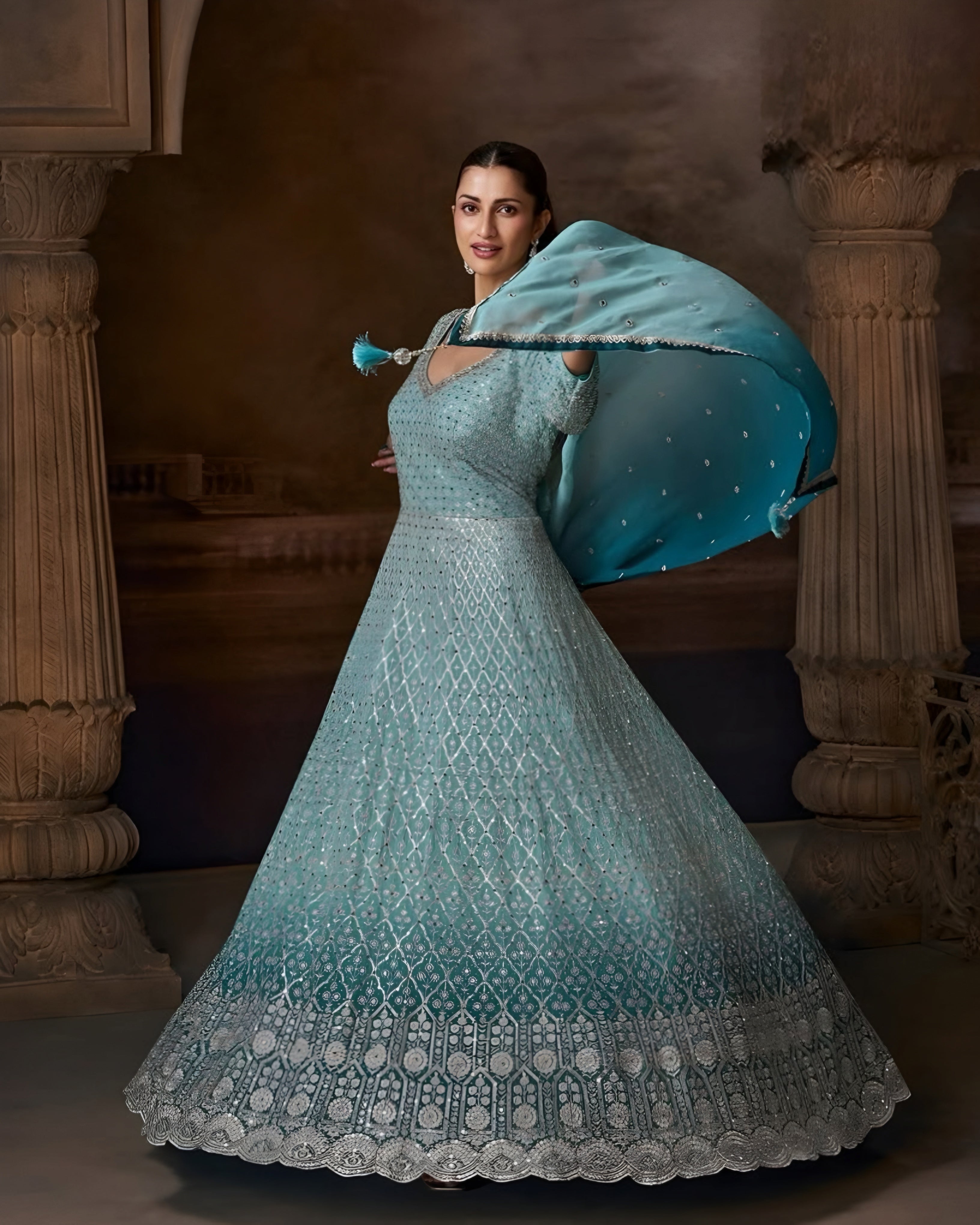 Premium Silk Heavy Embroidered Anarkali Suits Blue