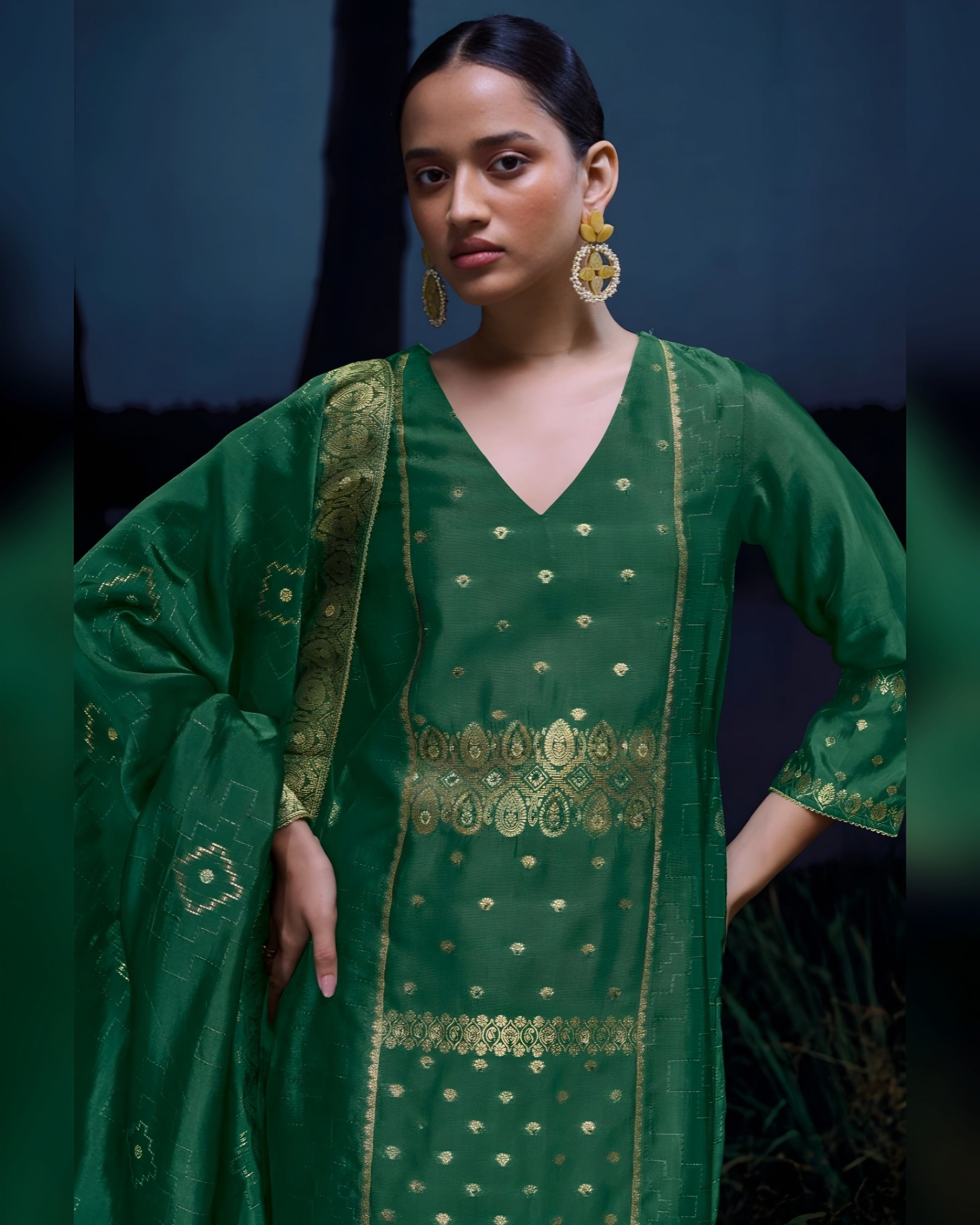 Designer Viscose Silk Jacquard Salwar Kameez Suit Set with Handwork & Jari Lace – Indian Ethnic Wear for Women