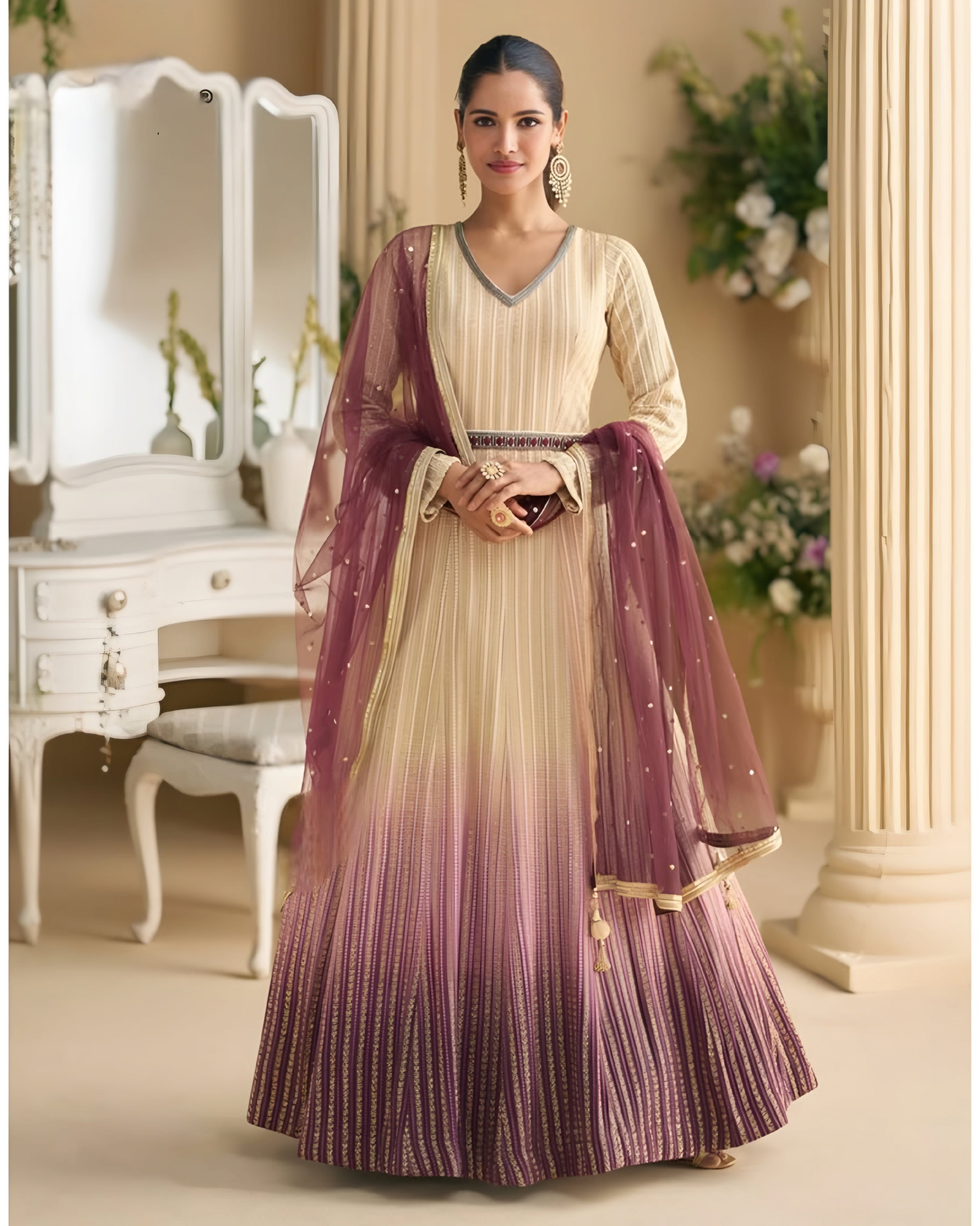 Real Georgette Chikankari Full Embroidered Anarkali Gown