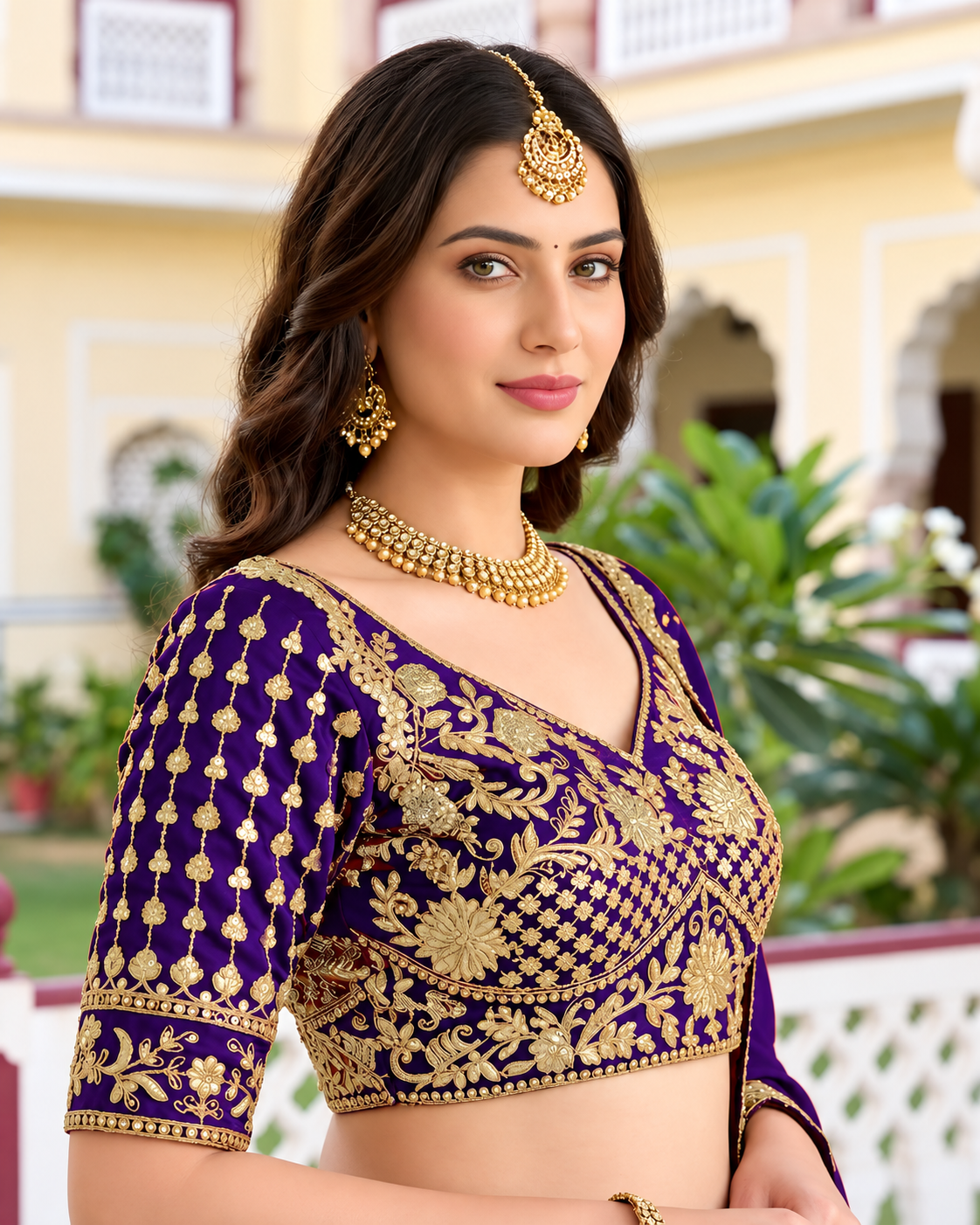 Purple Silk Embroidered Lehenga Choli