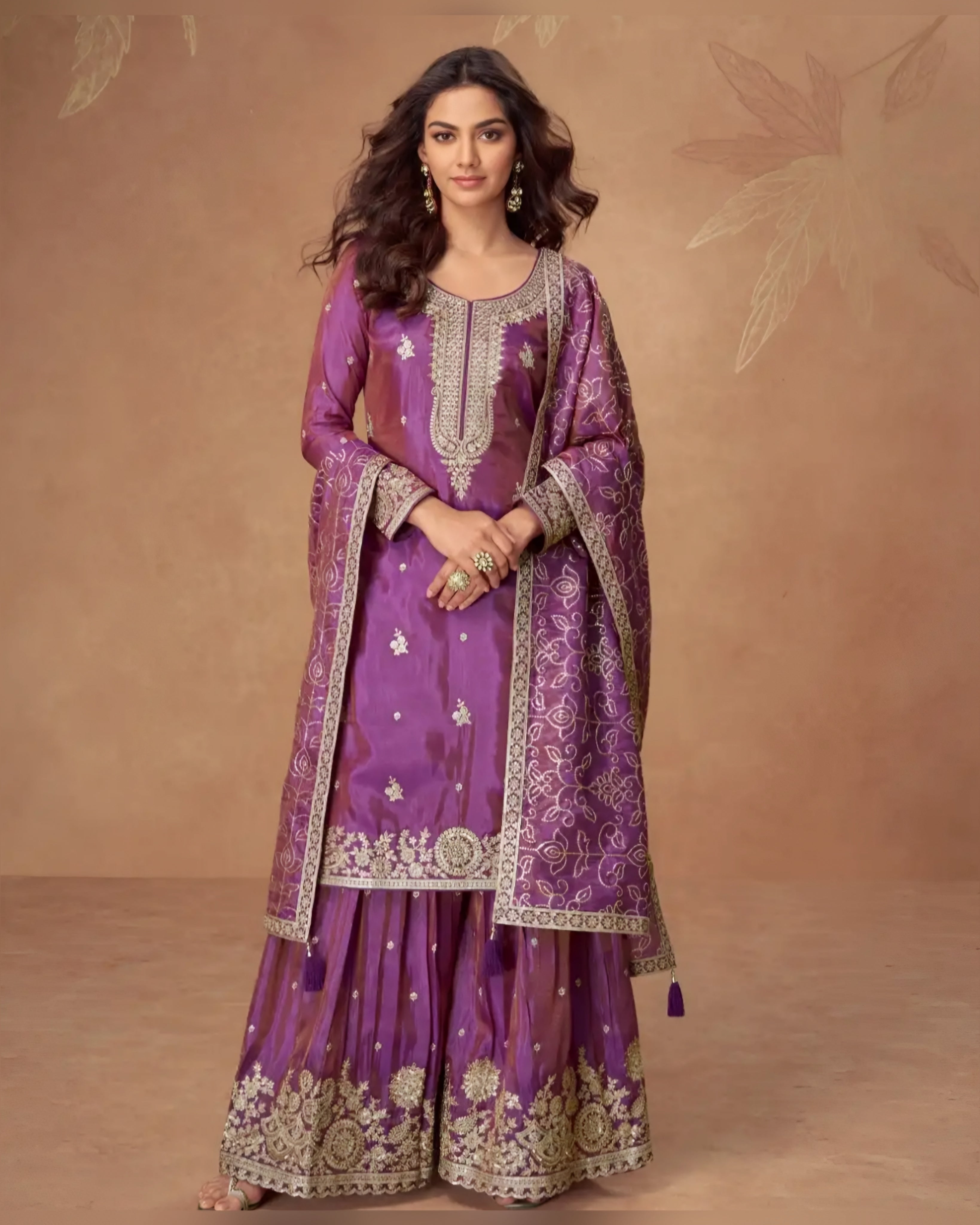 Purple Embroidered Silk Salwar Kameez with Dupatta – Indian Ethnic Wear Australia