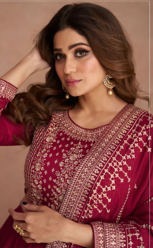 Embroidered Silk Anarkali Suit