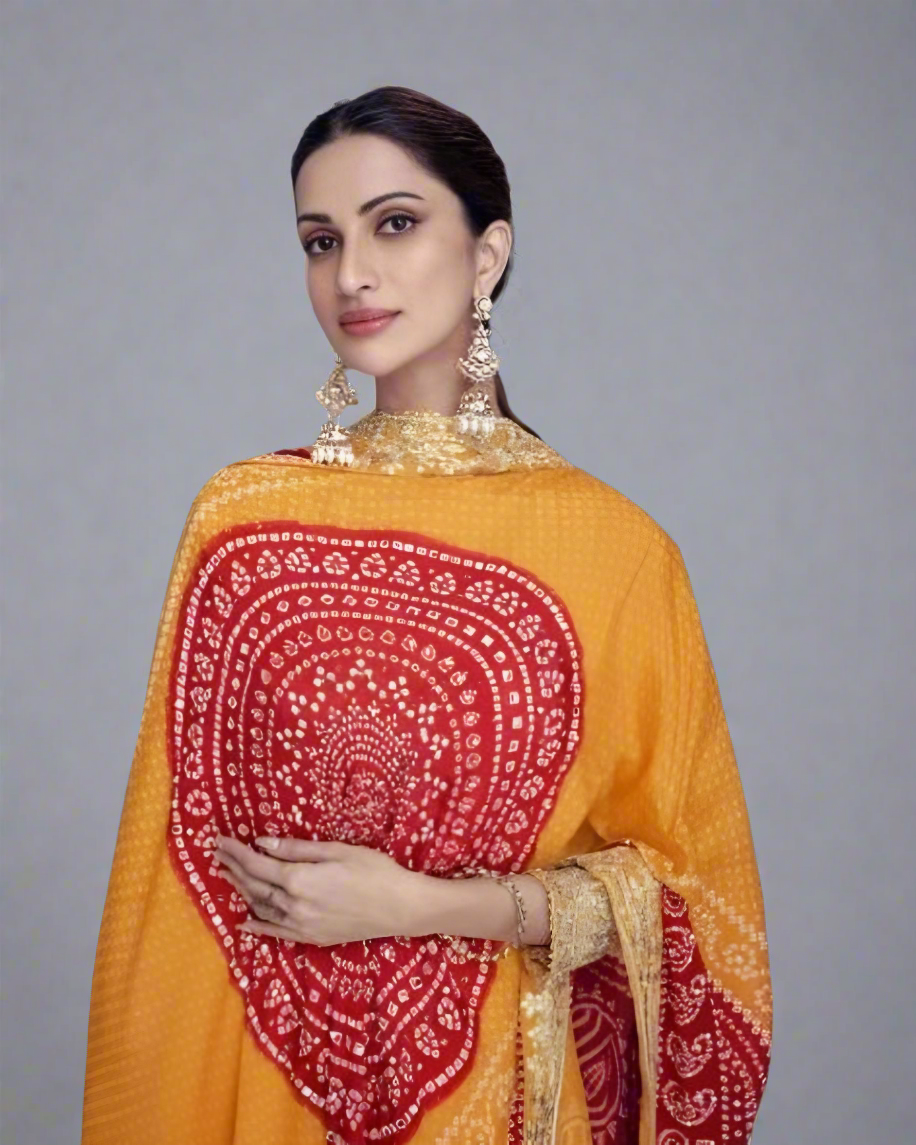 Bandhani suits in silk discount