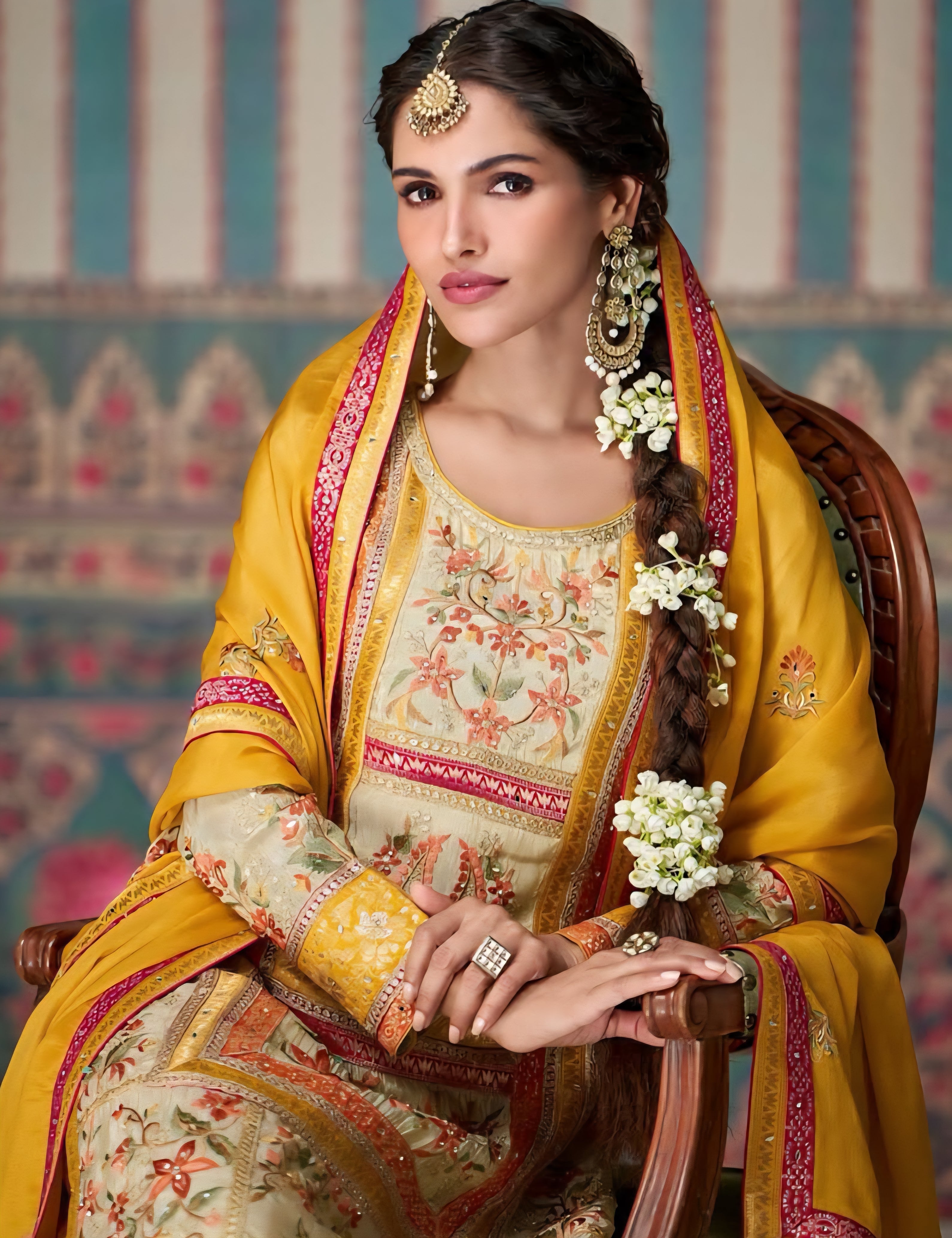 Mustard Embroidered Premium Salwar Suit with Dupatta