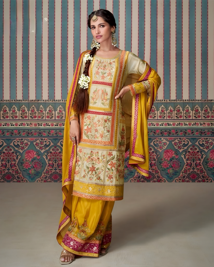 Mustard Embroidered Premium Salwar Suit with Dupatta | Sakhi Fashions Perth