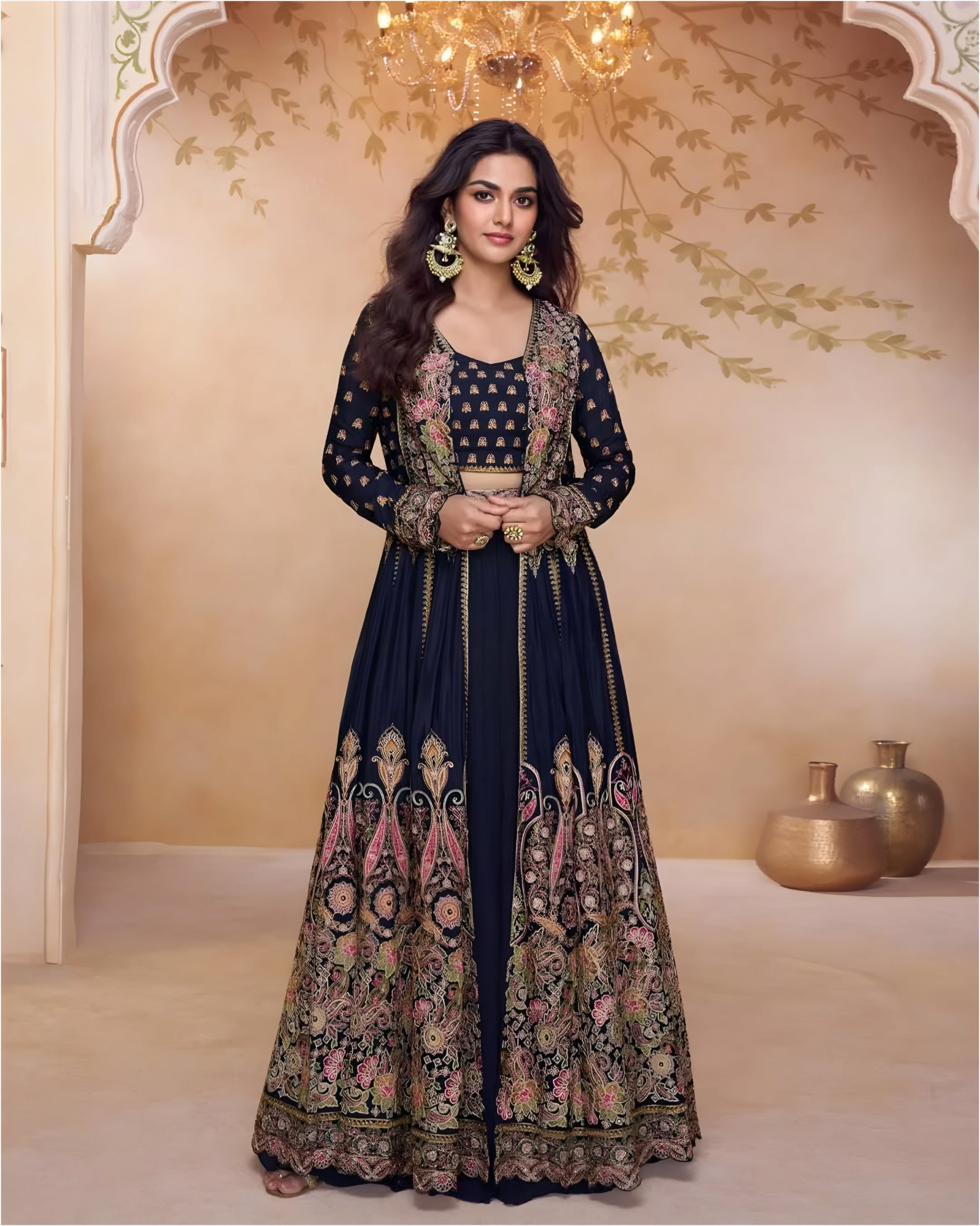 Premium Georgette Embroidered Indo western Suits