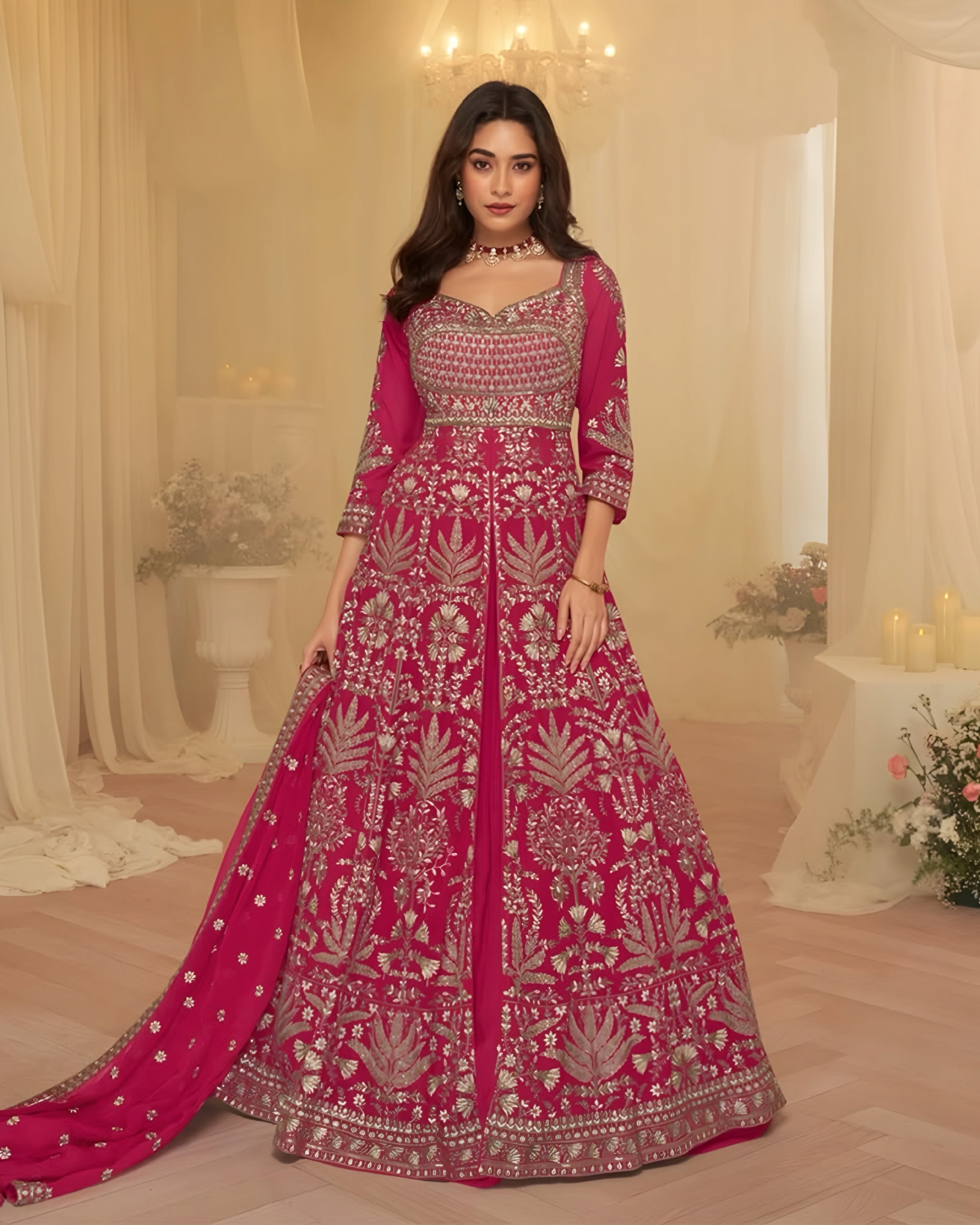 Georgette Heavy Embroidered Anarkali Gown