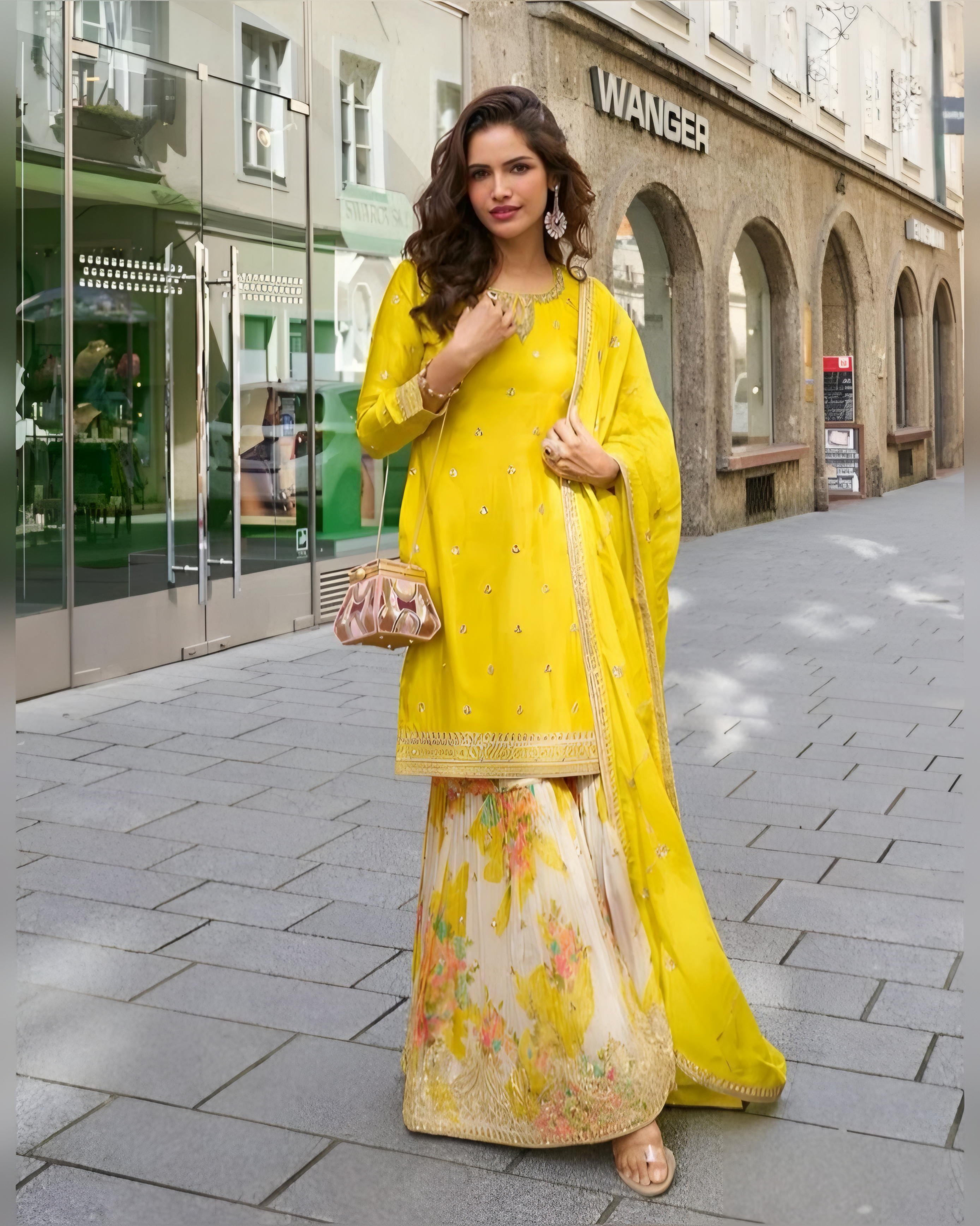 Real Chinon Floral Digital Print Salwar Suits