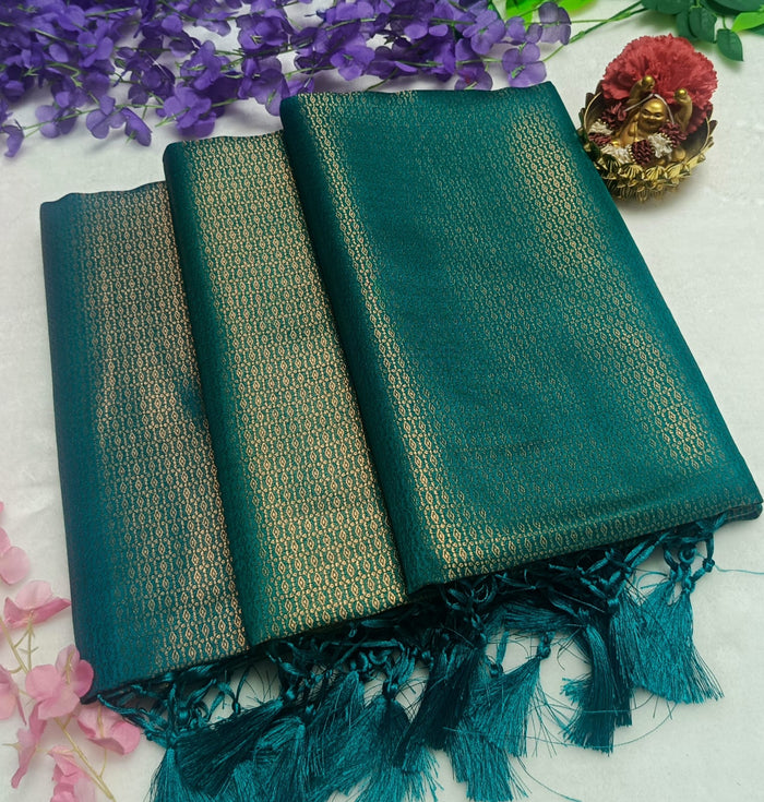 Soft Silk fabric Copper Zari Green – Sakhi Fashions
