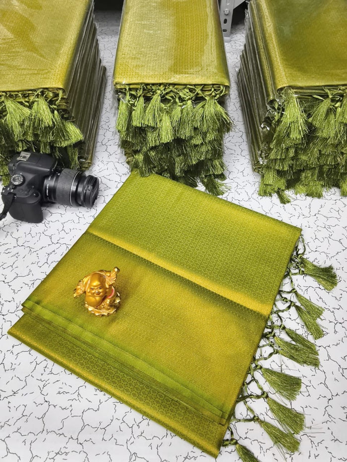 Soft Silk fabric Copper Zari  Green – Sakhi Fashions